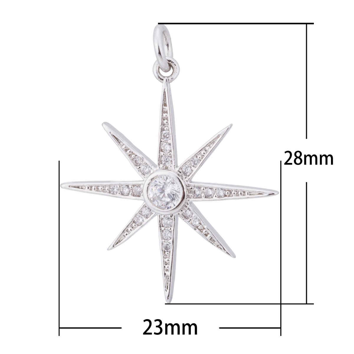 Gold, Silver Midnight Star, Starburst, Twinkle Shining Wish Dream Craft Cubic Zirconia Bracelet Charm Bead Finding Pendant For Jewelry Making C-178 - DLUXCA