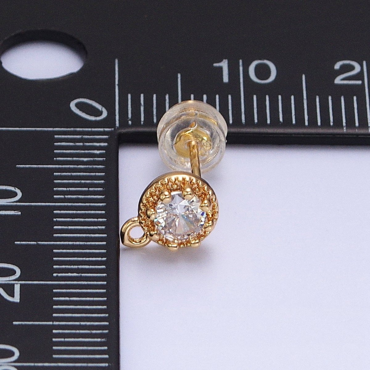 Gold, Silver Mini 8mm Round Clear CZ Open Loop Stud Earrings Supply | Z-363 Z-364 - DLUXCA