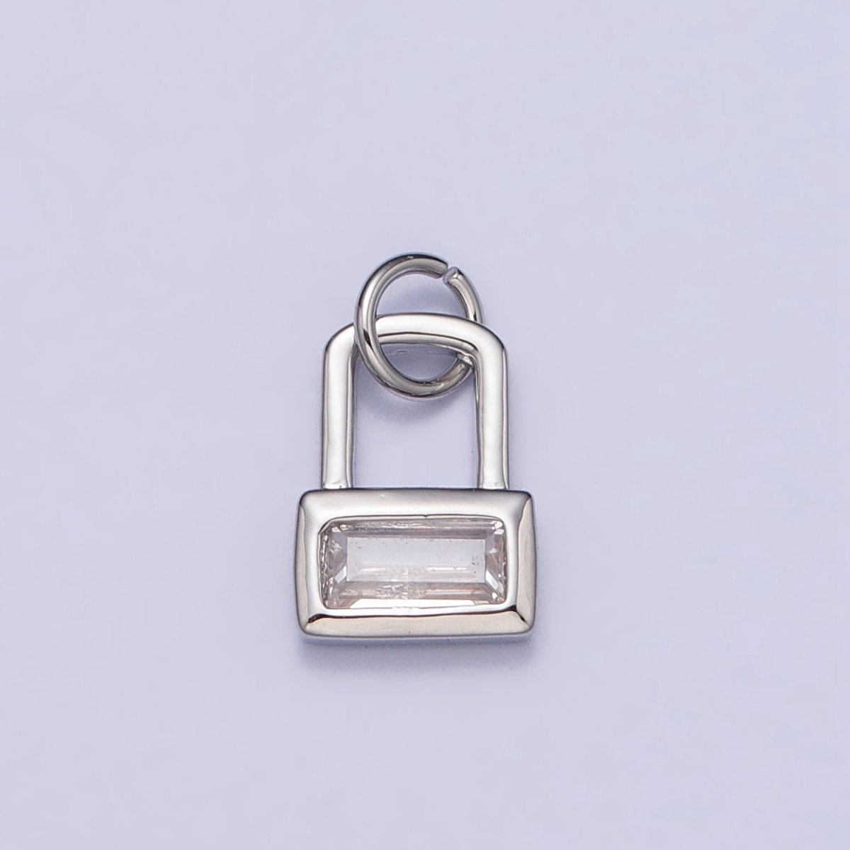 Gold, Silver Mini Clear Baguette CZ Padlock Add-On Charm | AC412 AC413 - DLUXCA