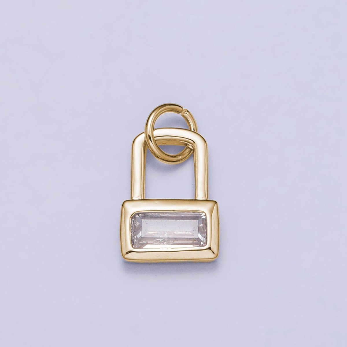 Gold, Silver Mini Clear Baguette CZ Padlock Add-On Charm | AC412 AC413 - DLUXCA