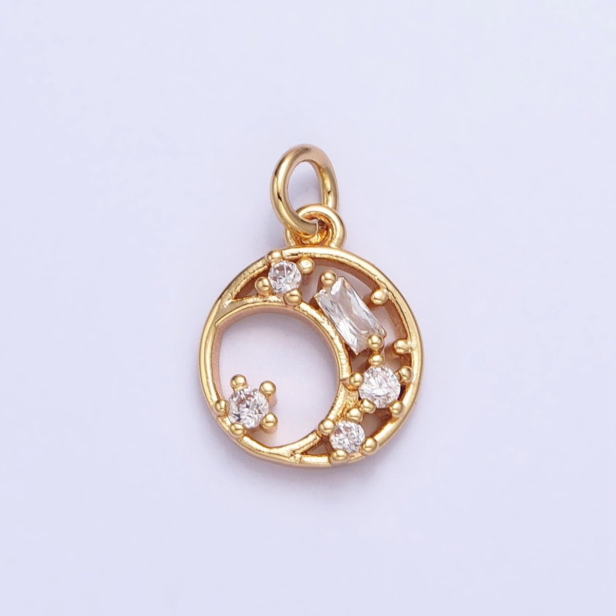 Gold, Silver Mini Crescent Moon Charm CZ Sun Celestial Add-On Charm | AC753 AC754 - DLUXCA