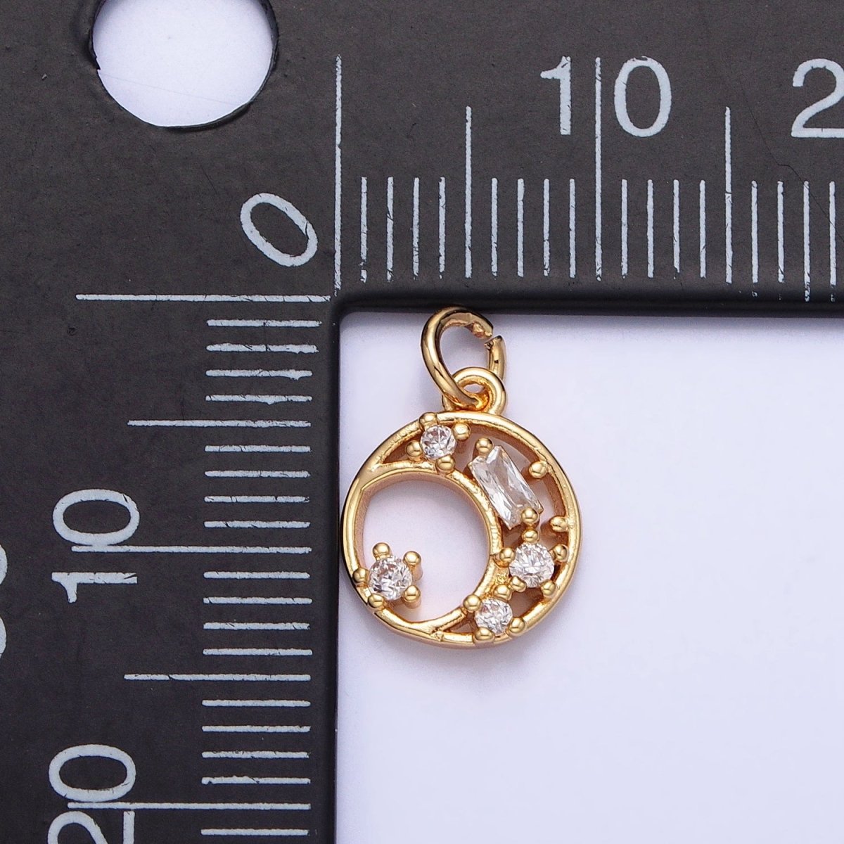 Gold, Silver Mini Crescent Moon Charm CZ Sun Celestial Add-On Charm | AC753 AC754 - DLUXCA