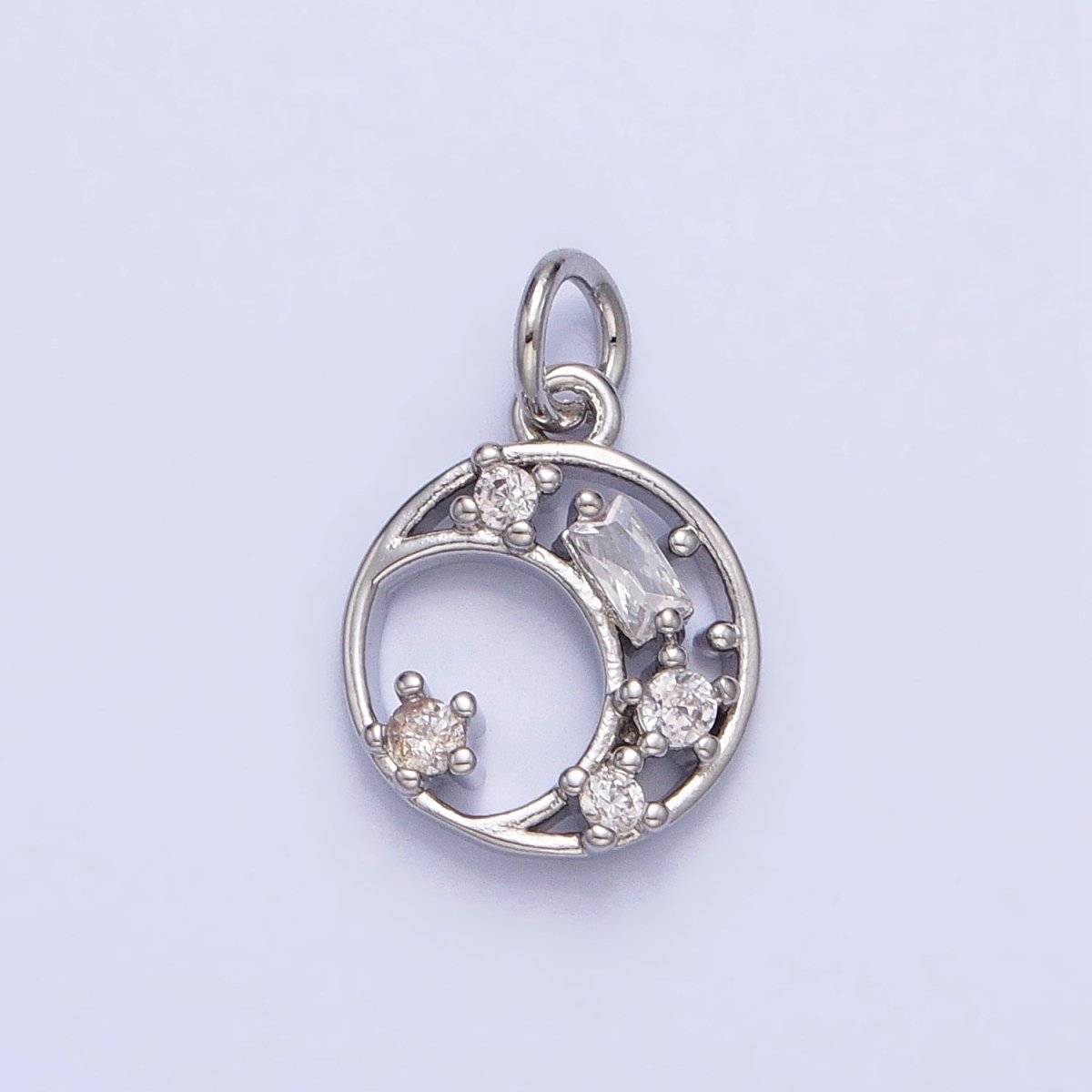 Gold, Silver Mini Crescent Moon Charm CZ Sun Celestial Add-On Charm | AC753 AC754 - DLUXCA