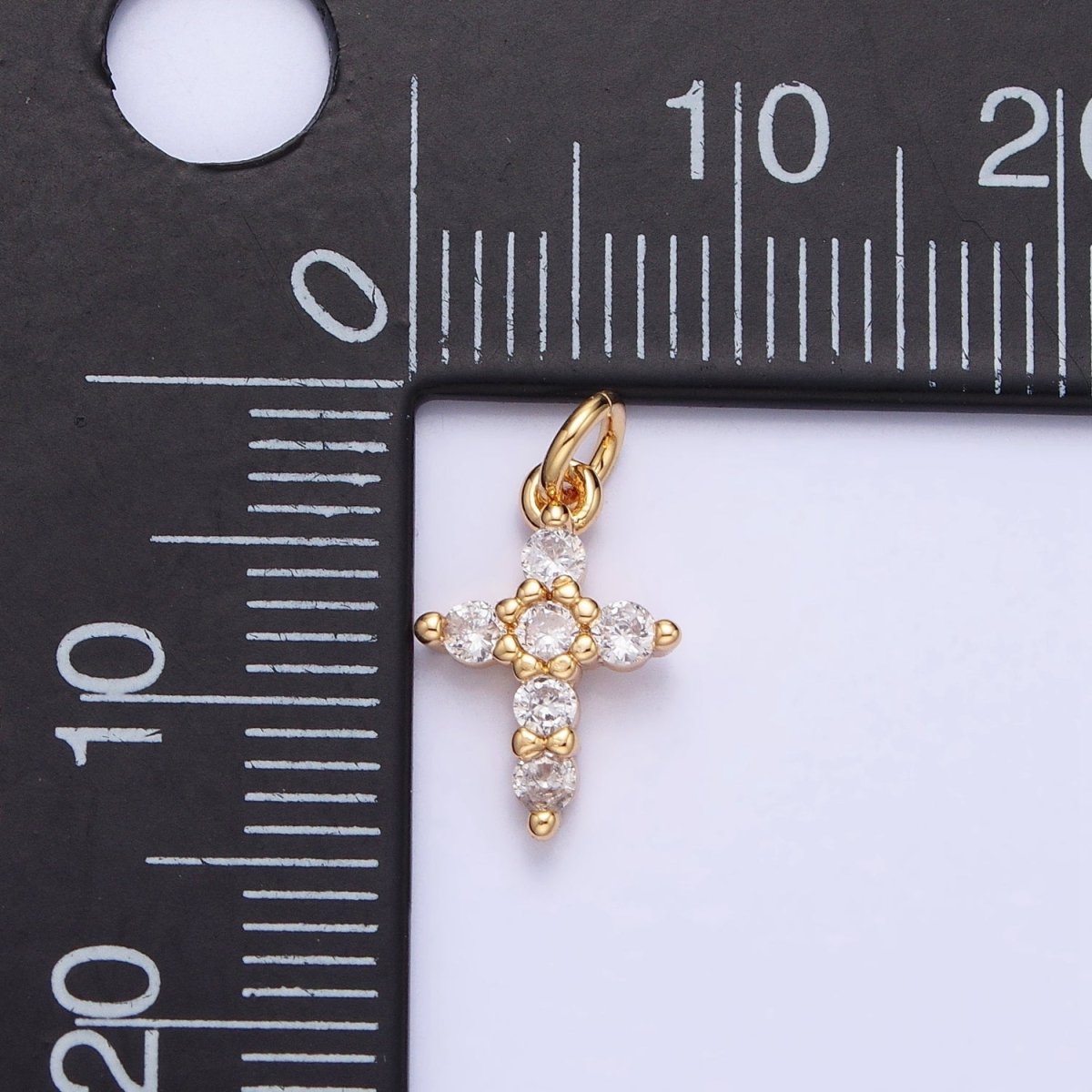 Gold, Silver Mini Cross Charm CZ Religious Add-On Charm | AC-725 AC-726 - DLUXCA