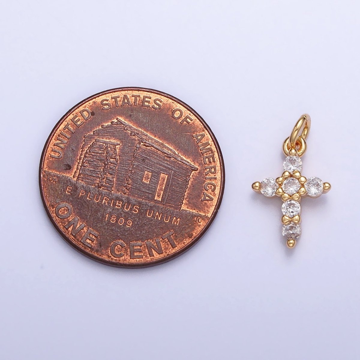 Gold, Silver Mini Cross Charm CZ Religious Add-On Charm | AC-725 AC-726 - DLUXCA