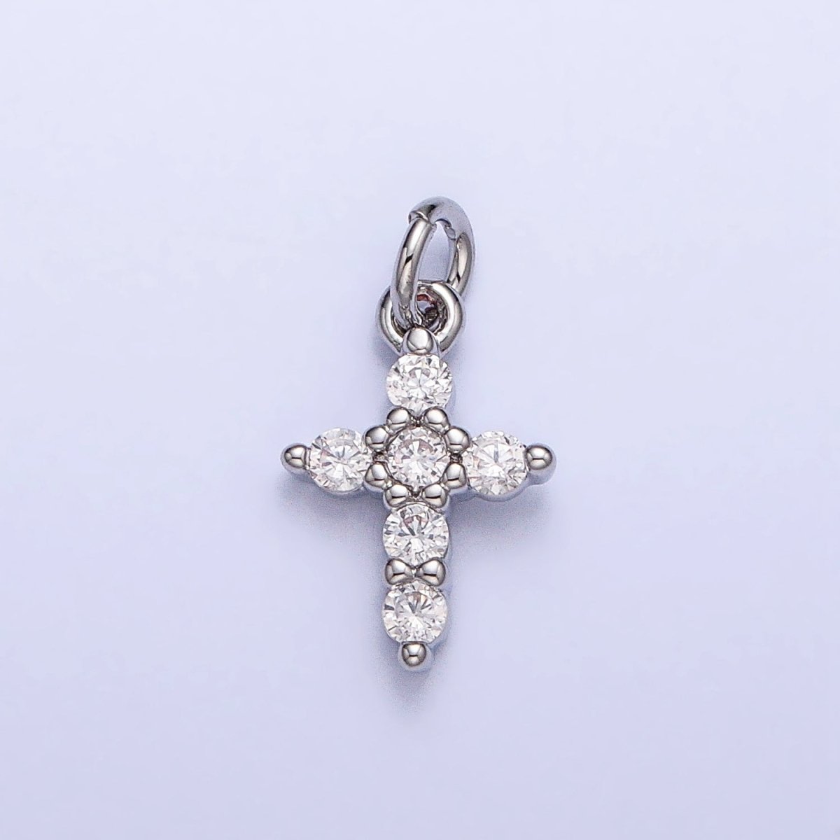 Gold, Silver Mini Cross Charm CZ Religious Add-On Charm | AC-725 AC-726 - DLUXCA