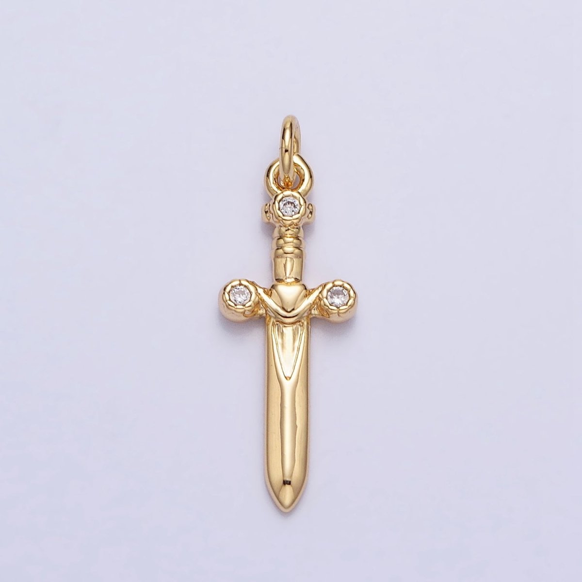 Gold, Silver Mini Dagger Sword Weapon CZ Add-On Charm | AC397 AC947 - DLUXCA