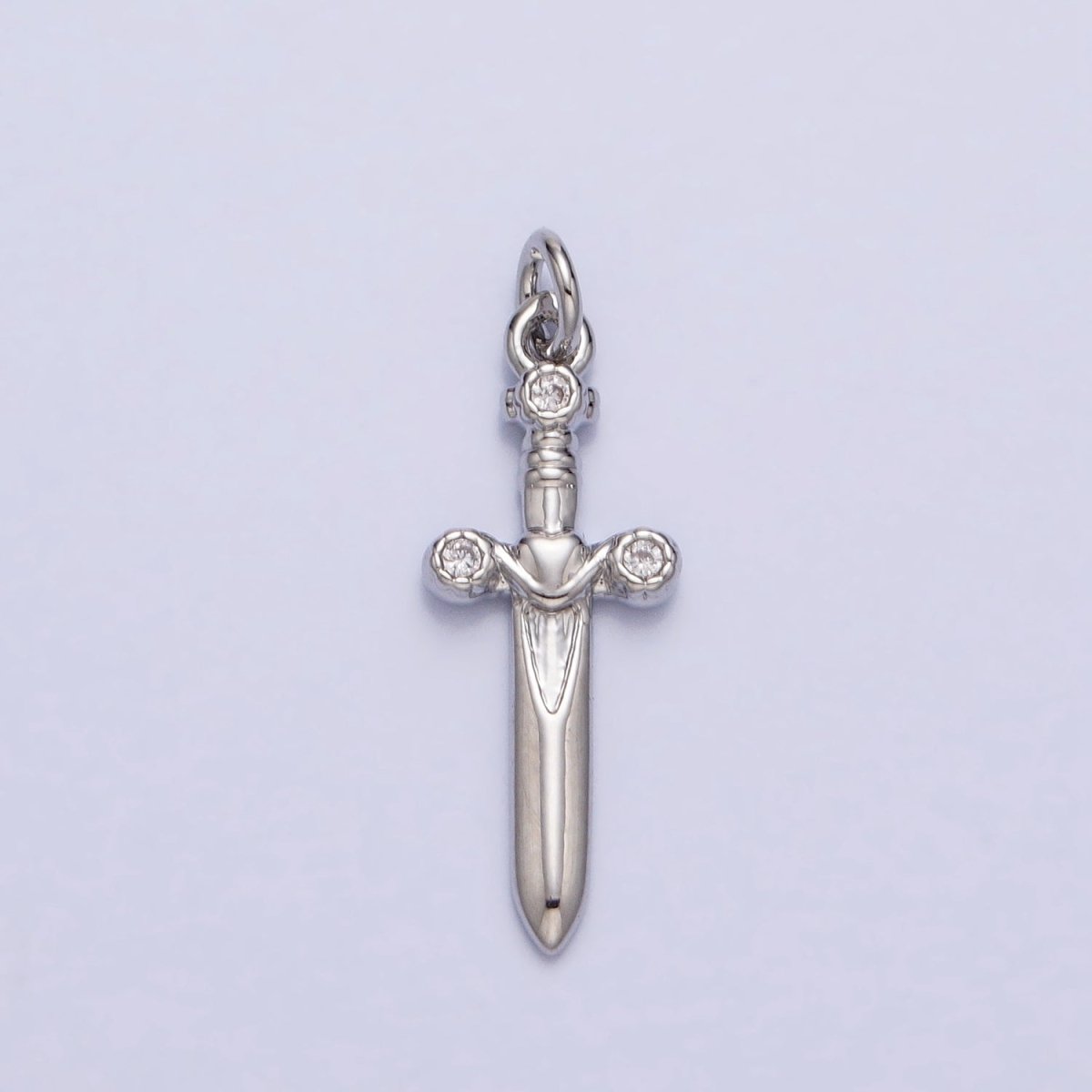 Gold, Silver Mini Dagger Sword Weapon CZ Add-On Charm | AC397 AC947 - DLUXCA