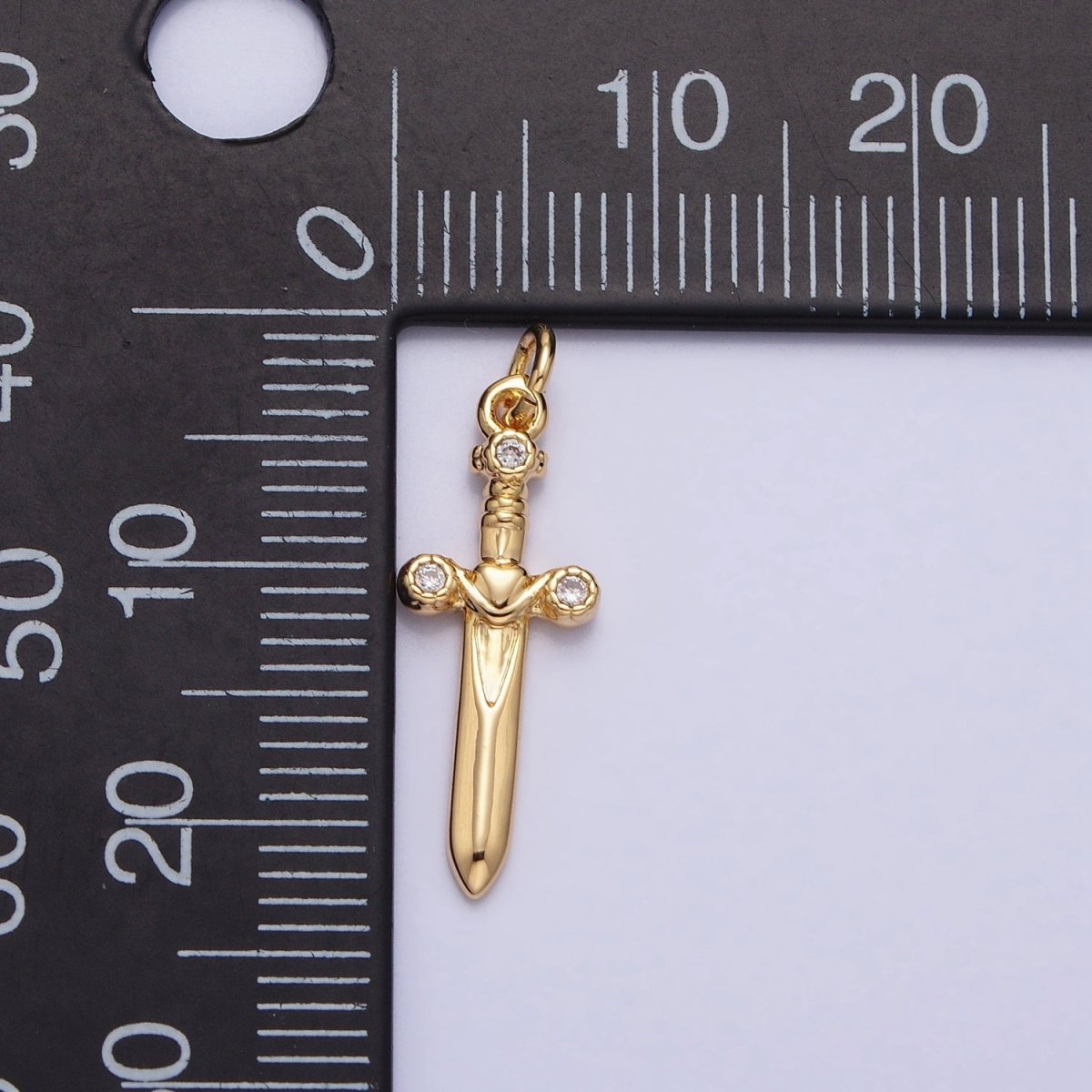 Gold, Silver Mini Dagger Sword Weapon CZ Add-On Charm | AC397 AC947 - DLUXCA