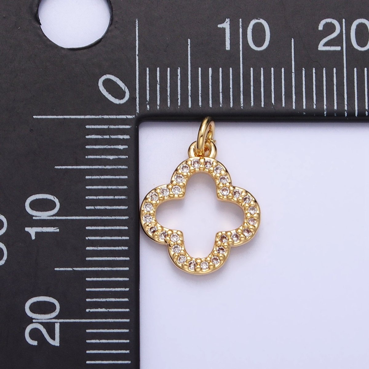 Gold, Silver Mini Lucky Four-Leaf Clover Quatrefoil Open Charm | AC-733 AC-734 - DLUXCA