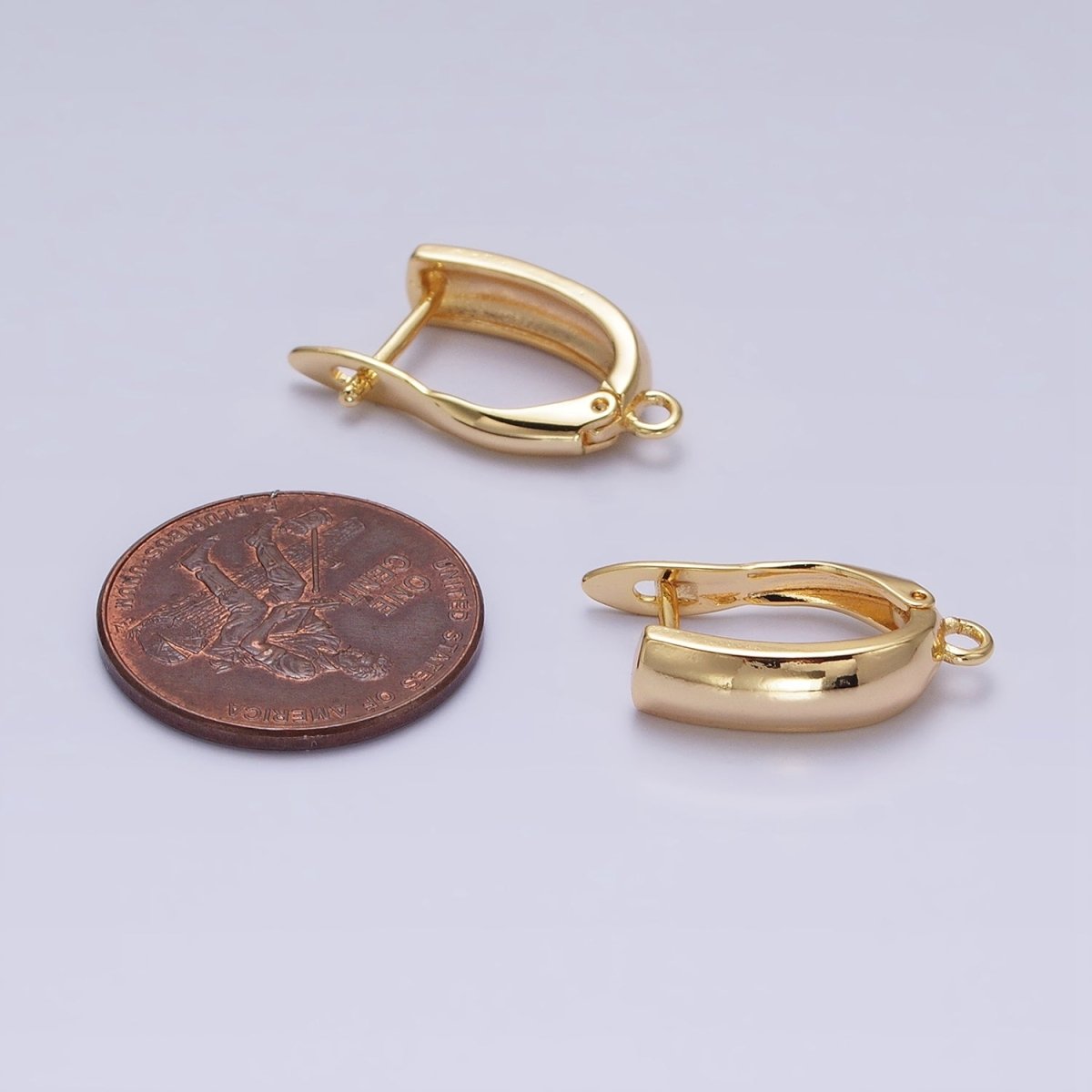 Gold, Silver Minimalist Flat Rectangular Open Loop English Lock Earrings Supply | Z-294 Z-295 - DLUXCA