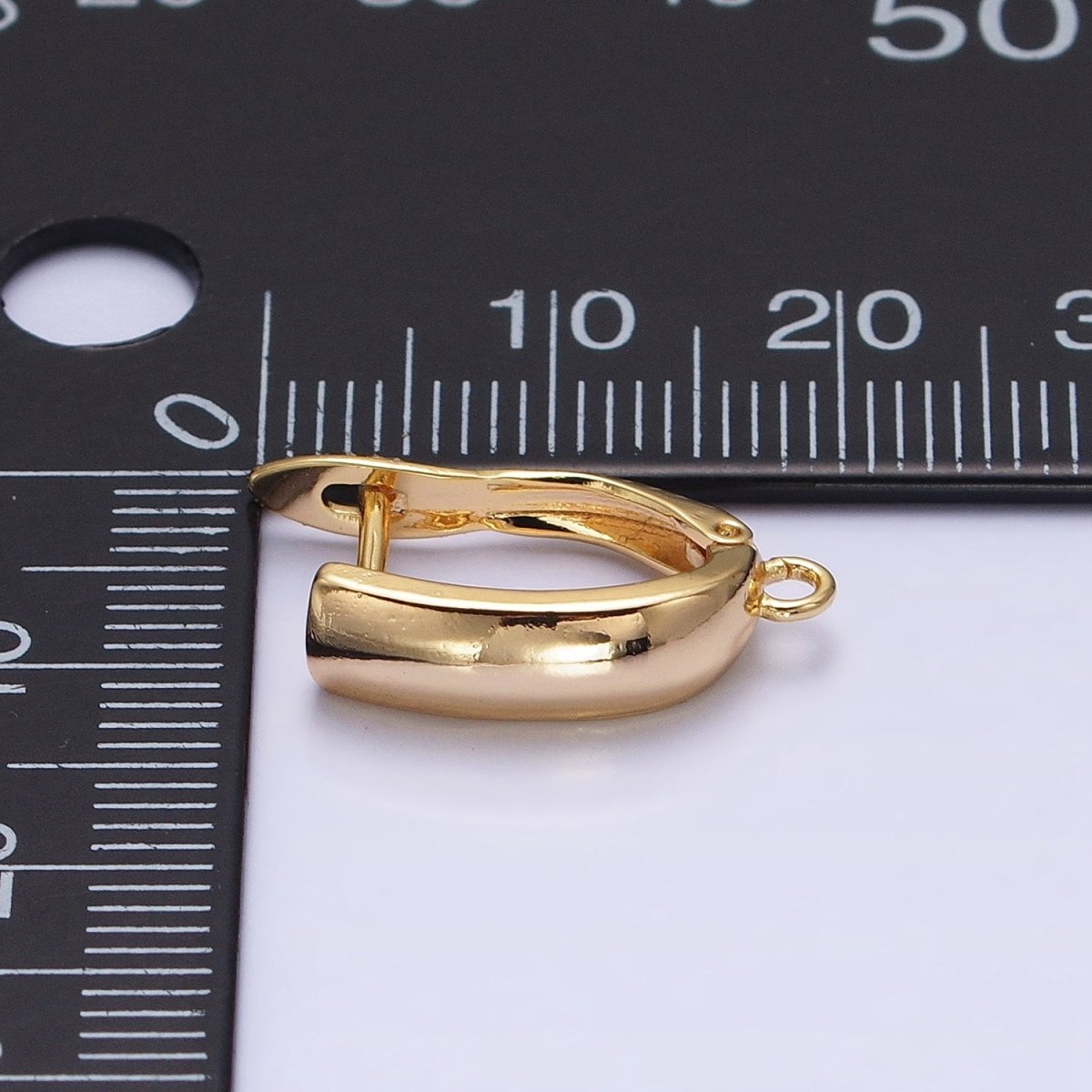 Gold, Silver Minimalist Flat Rectangular Open Loop English Lock Earrings Supply | Z-294 Z-295 - DLUXCA