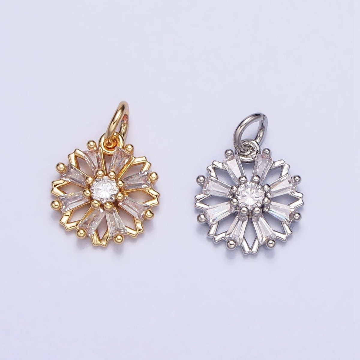 Gold, Silver Nature Flower Baguette Add-On Charm | AC701 AC702 - DLUXCA