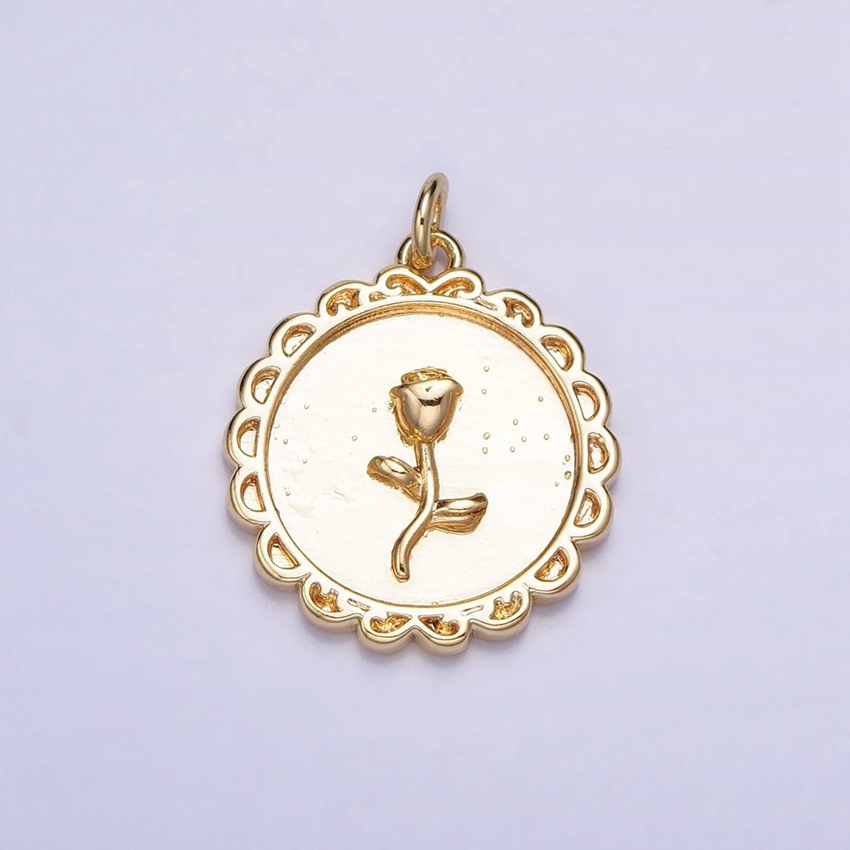 Gold, Silver Nature Rose Flower Round Charm | AC687 AC688 - DLUXCA