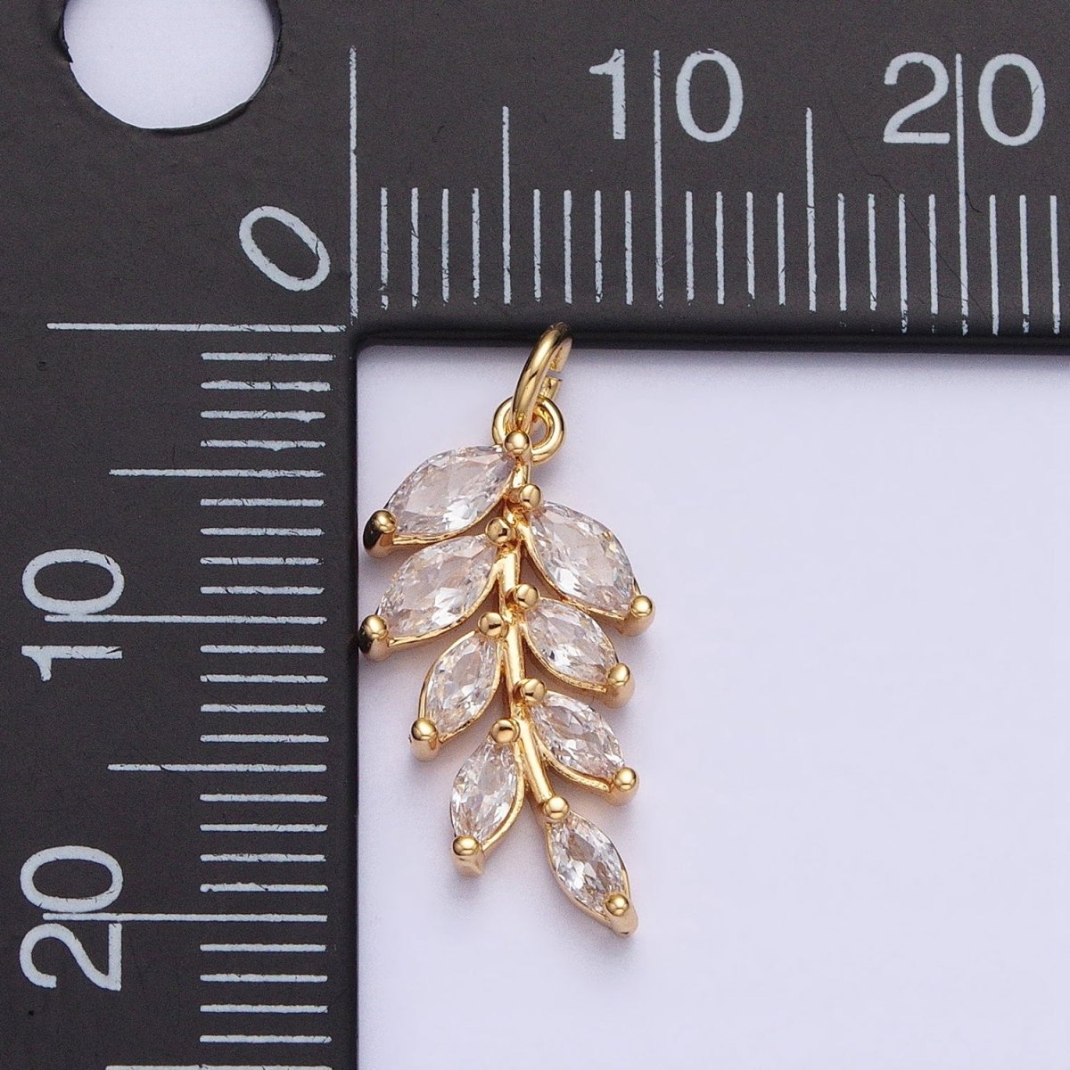 Gold, Silver Olive Leaf Clear Marquise Plant Add-On Charm | AC606 AC624 - DLUXCA