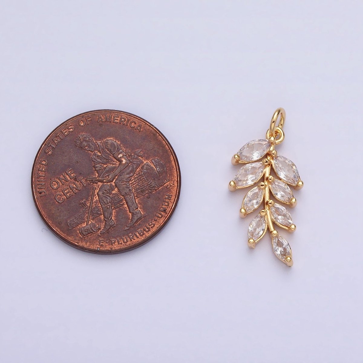 Gold, Silver Olive Leaf Clear Marquise Plant Add-On Charm | AC606 AC624 - DLUXCA