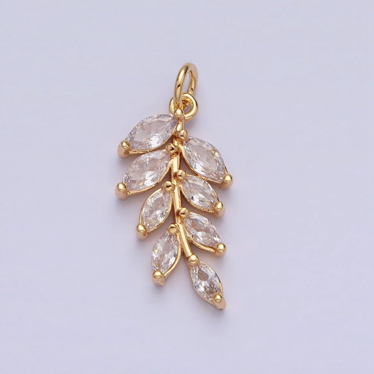 Gold, Silver Olive Leaf Clear Marquise Plant Add-On Charm | AC606 AC624 - DLUXCA