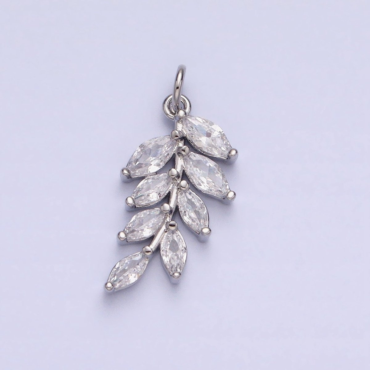 Gold, Silver Olive Leaf Clear Marquise Plant Add-On Charm | AC606 AC624 - DLUXCA