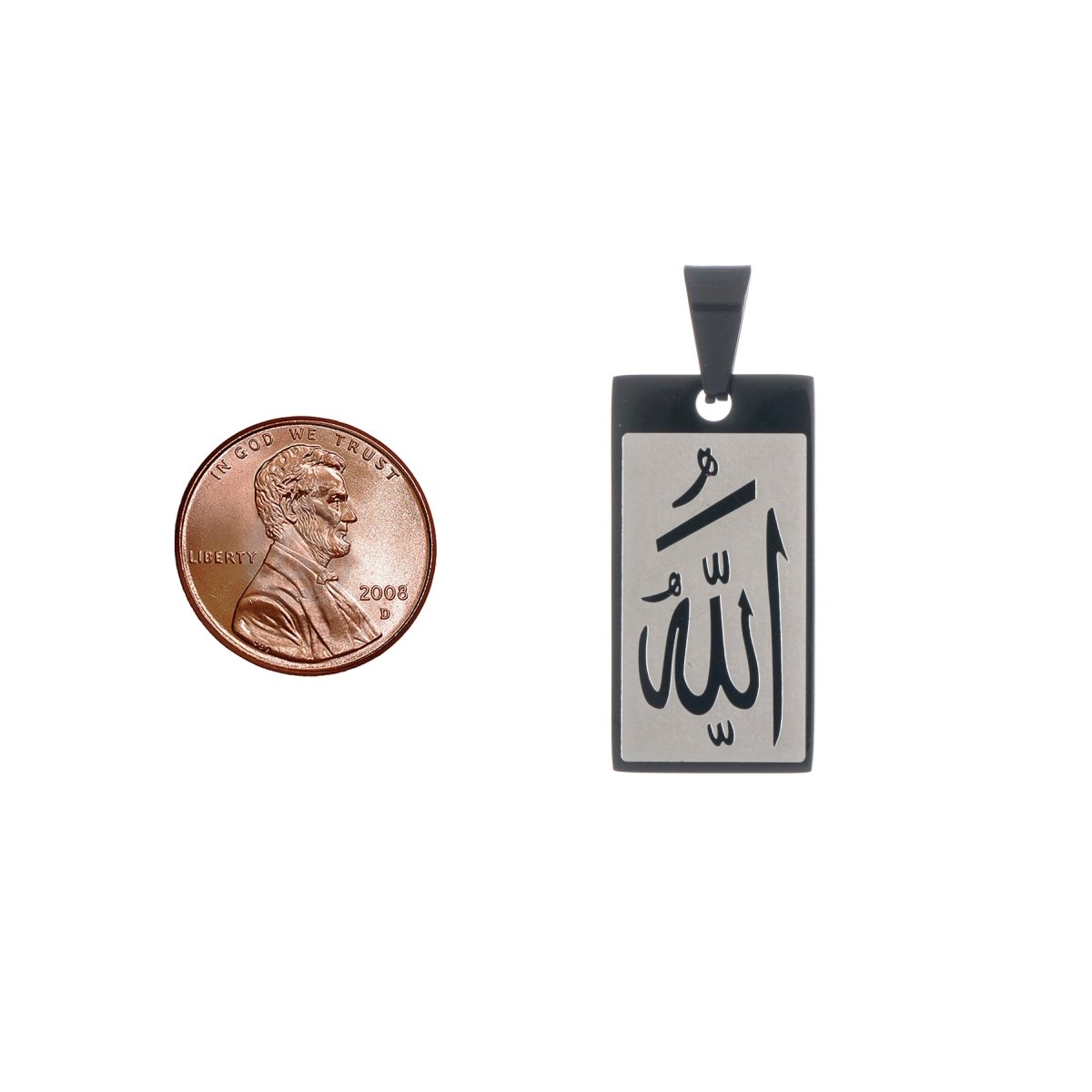 Gold, Silver Rectangular Allah Pendant Bar Frame Arabic Word Charm carved Charm for Men Necklace Jewelry Making Religious Necklace Supply J-477 - DLUXCA