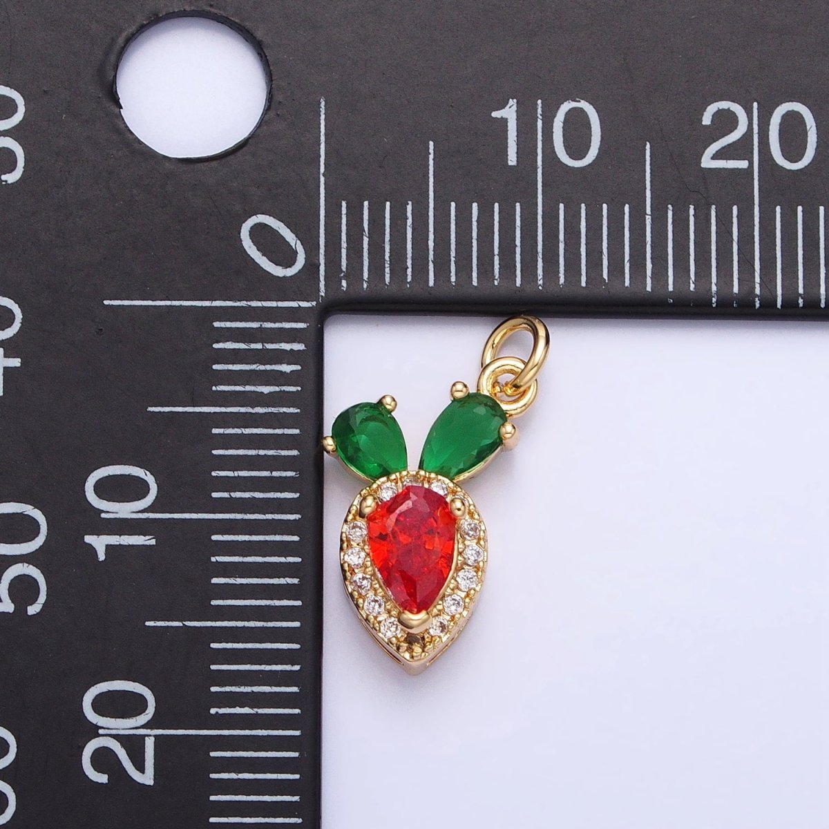 Gold, Silver Red-Orange Carrot Vegetable Micro Paved Teardrop Mini Add-On Charm | AC765 AC766 - DLUXCA