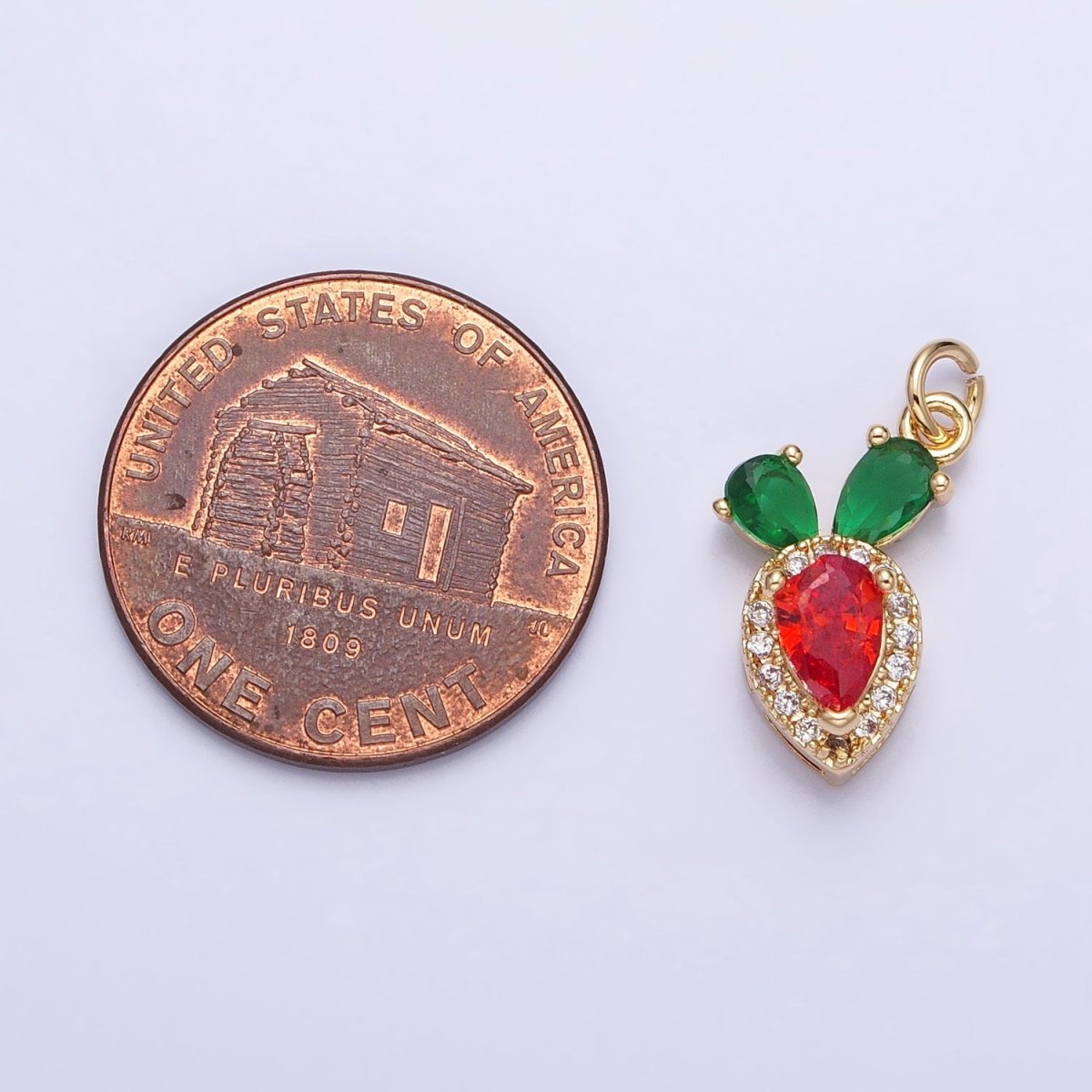 Gold, Silver Red-Orange Carrot Vegetable Micro Paved Teardrop Mini Add-On Charm | AC765 AC766 - DLUXCA