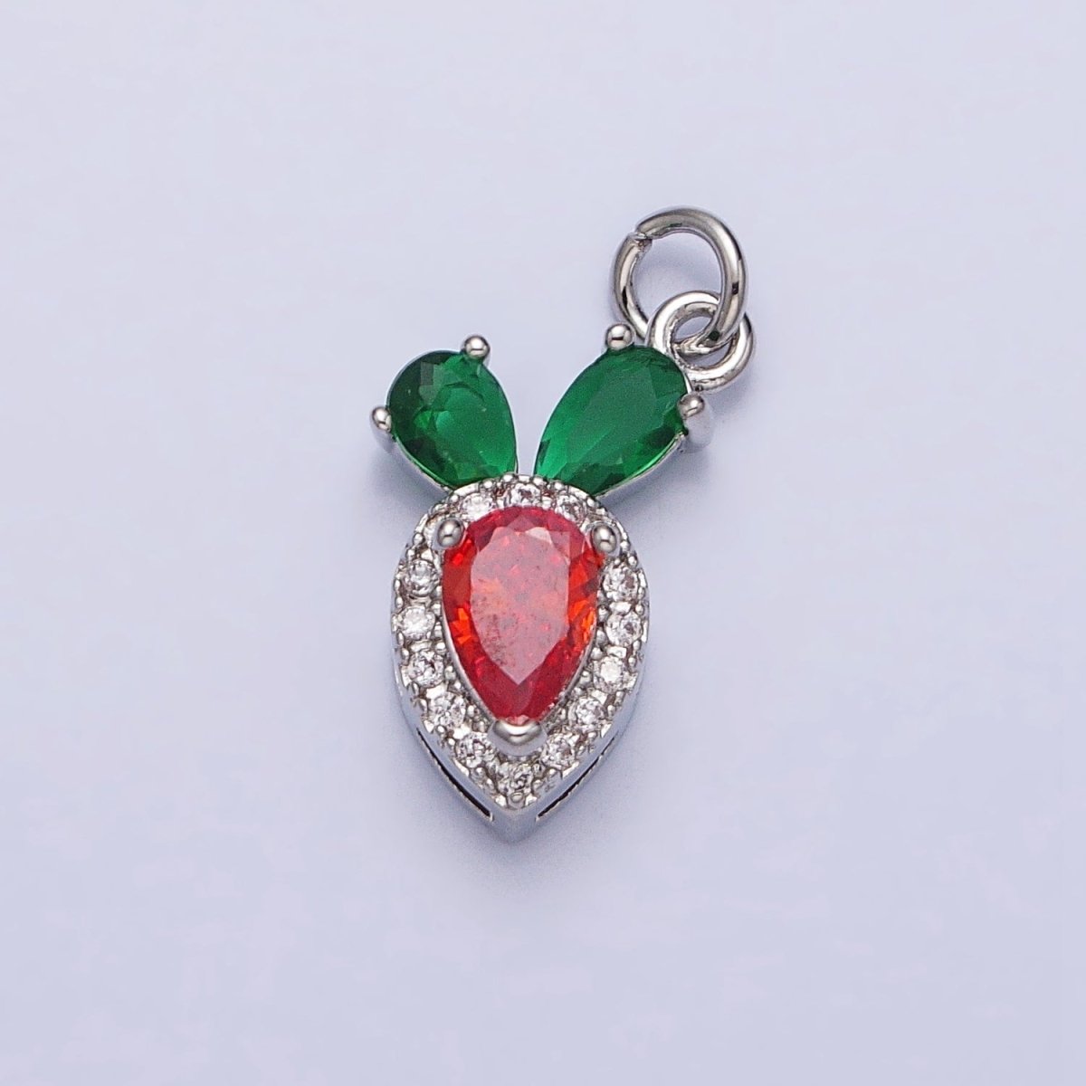 Gold, Silver Red-Orange Carrot Vegetable Micro Paved Teardrop Mini Add-On Charm | AC765 AC766 - DLUXCA