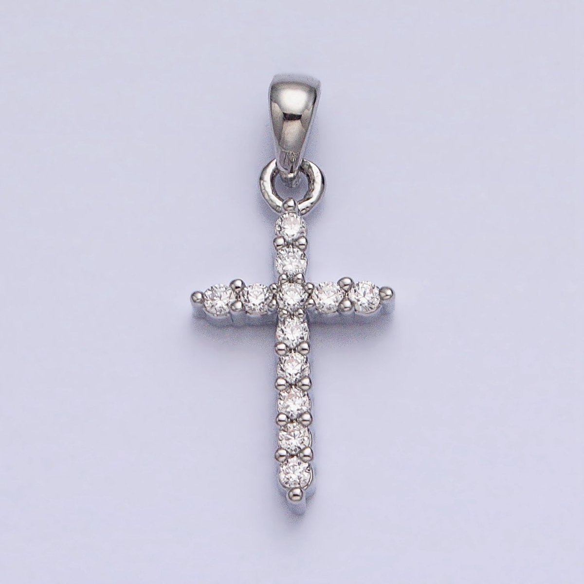 Gold, Silver Religious Latin Cross Micro Paved CZ Pendant | AA353 AA354 - DLUXCA