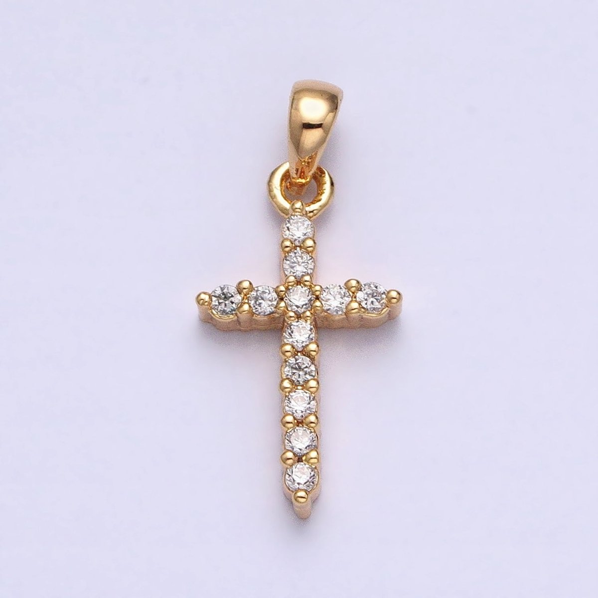 Gold, Silver Religious Latin Cross Micro Paved CZ Pendant | AA353 AA354 - DLUXCA