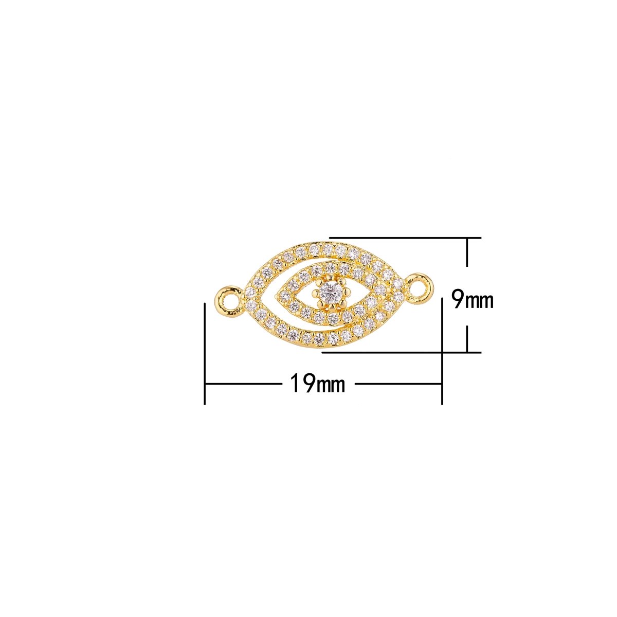 Gold, Silver, Rose Gold Cubic Zirconia Gold Filled Copper Material, Crystal Flower Evil Eye Protection Design Crystallized Bracelet CONNECTOR For Jewelry Making | F-055 - DLUXCA