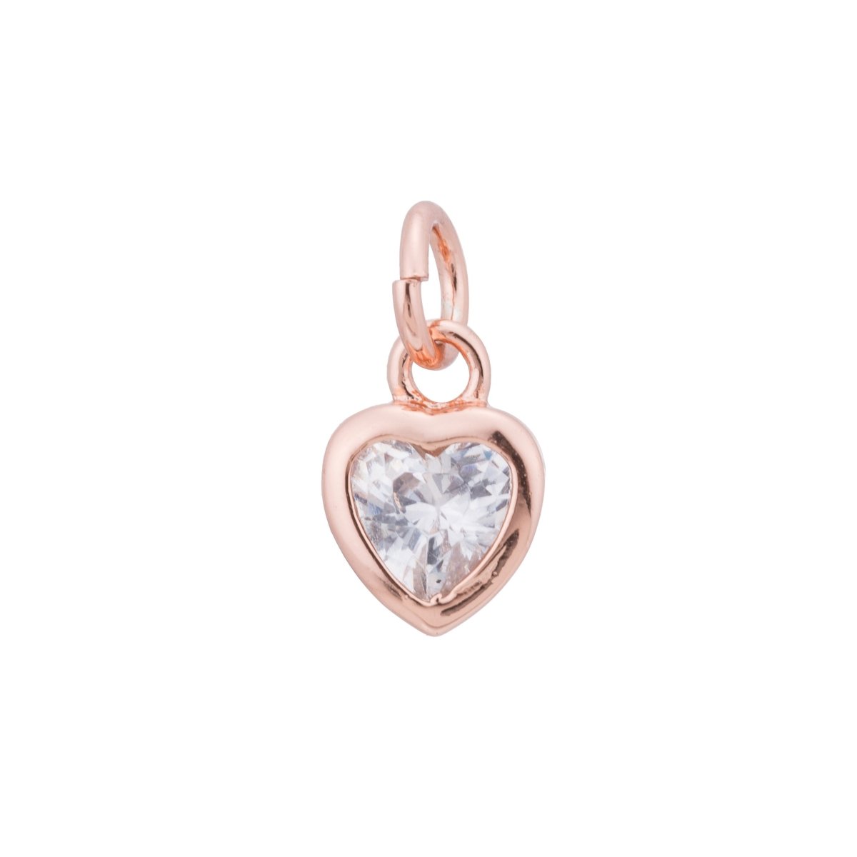Gold / Silver / Rose Gold Filled Heart Diamond, Cute Love, Dangle Charm, Modern Craft Gift Cubic Zirconia Bracelet Charm Bead Findings Pendant For Jewelry Making | E-230 E-232 - DLUXCA
