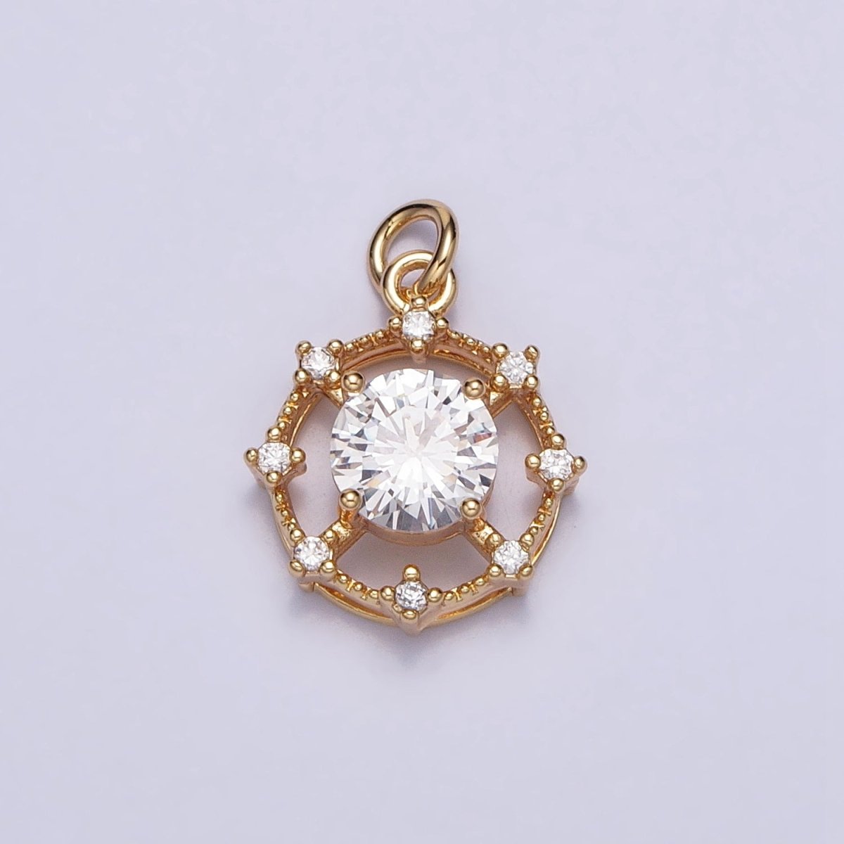 Gold, Silver Round Circular Clear CZ Geometric Add-On Charm | AC693 AC694 - DLUXCA