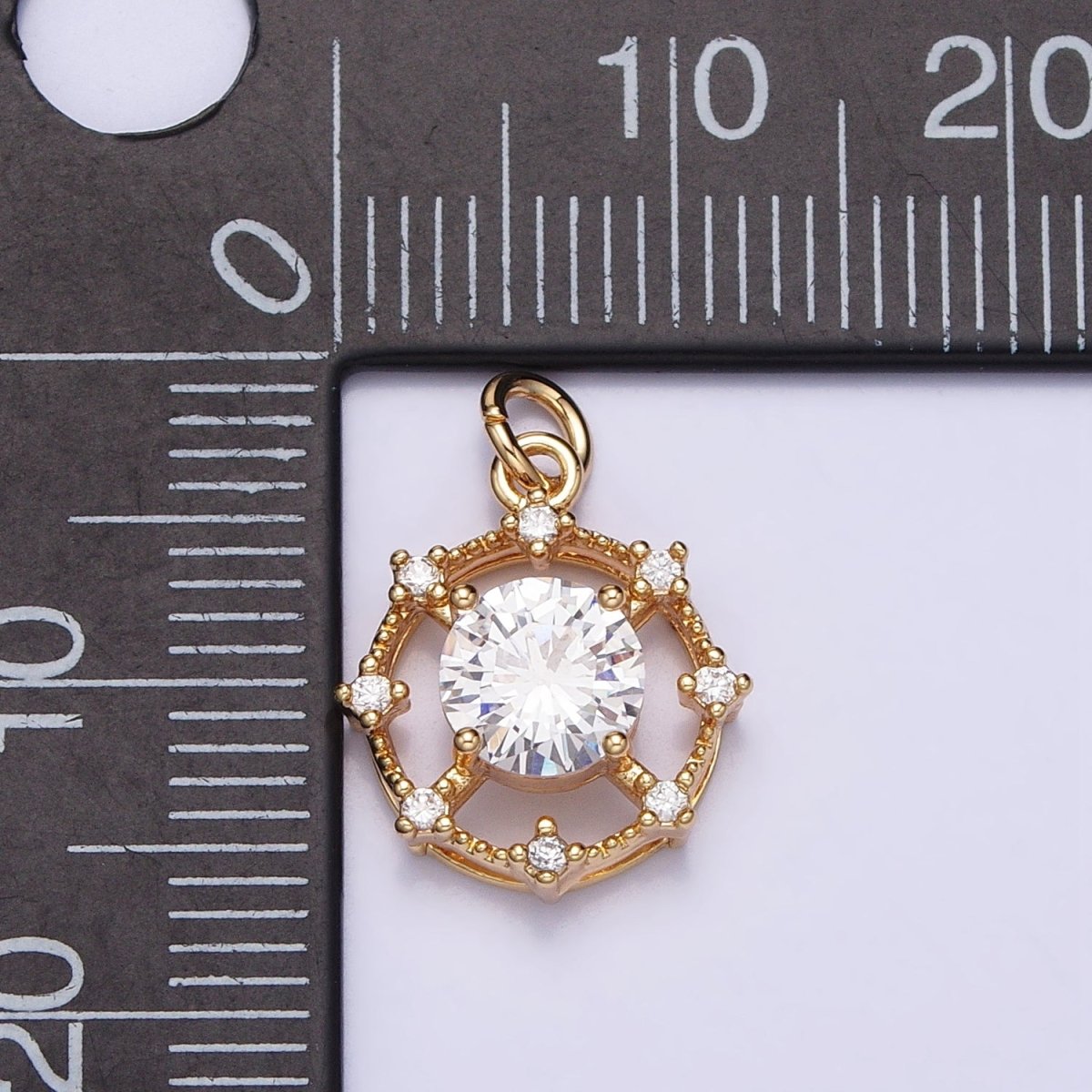 Gold, Silver Round Circular Clear CZ Geometric Add-On Charm | AC693 AC694 - DLUXCA