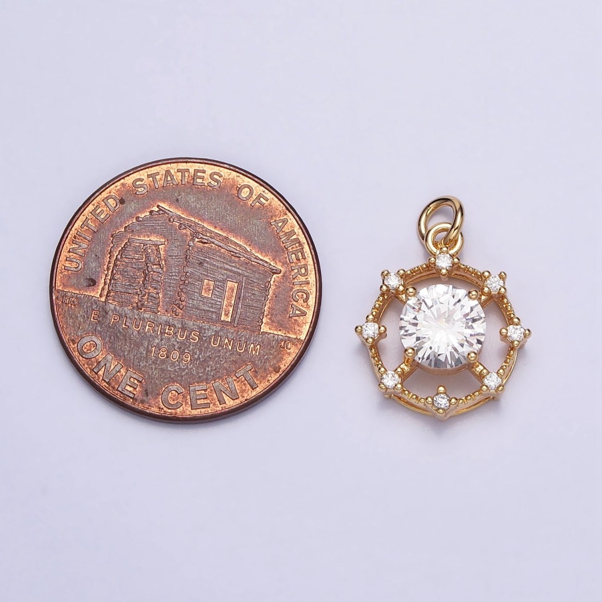 Gold, Silver Round Circular Clear CZ Geometric Add-On Charm | AC693 AC694 - DLUXCA