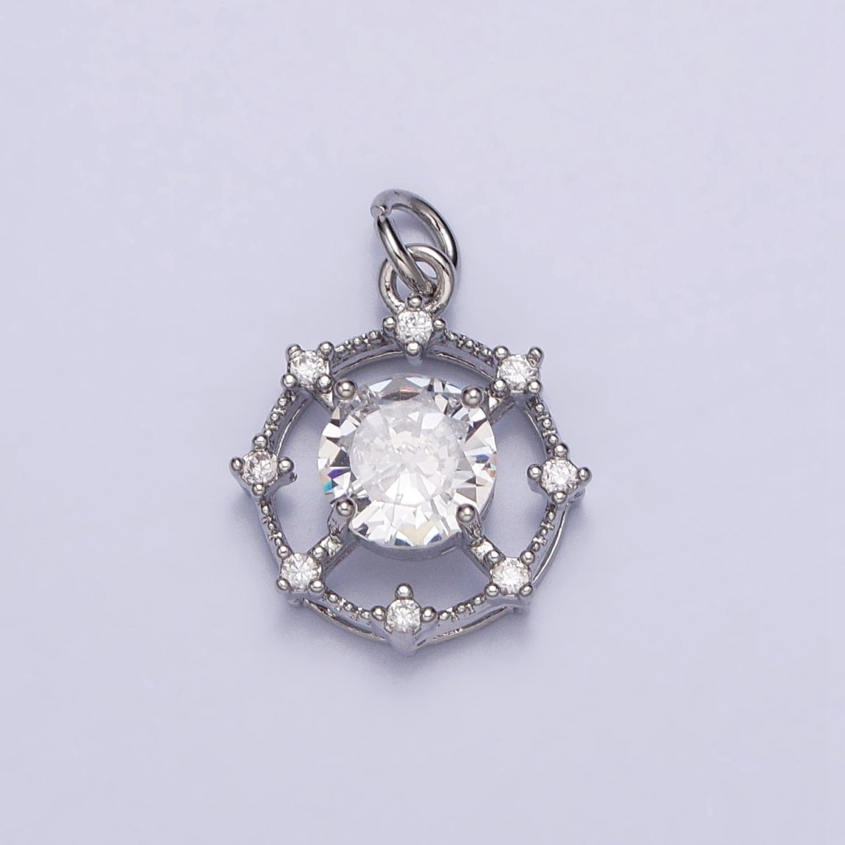 Gold, Silver Round Circular Clear CZ Geometric Add-On Charm | AC693 AC694 - DLUXCA