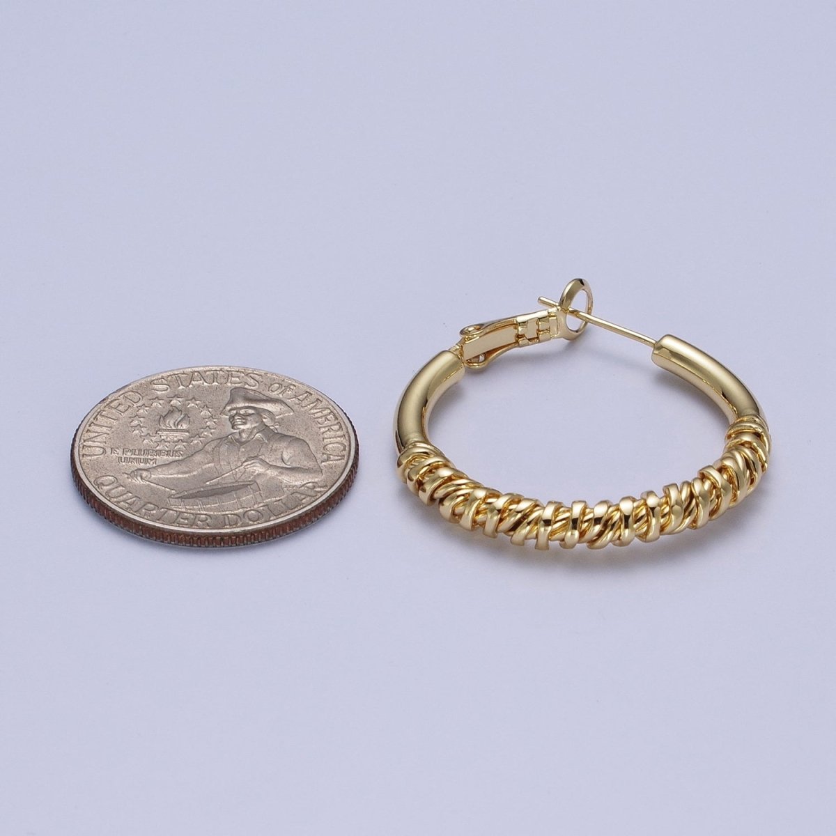 Gold / Silver Round Half Spiral Cord Geometric Hoops Earrings | AE1093 AE1094 - DLUXCA