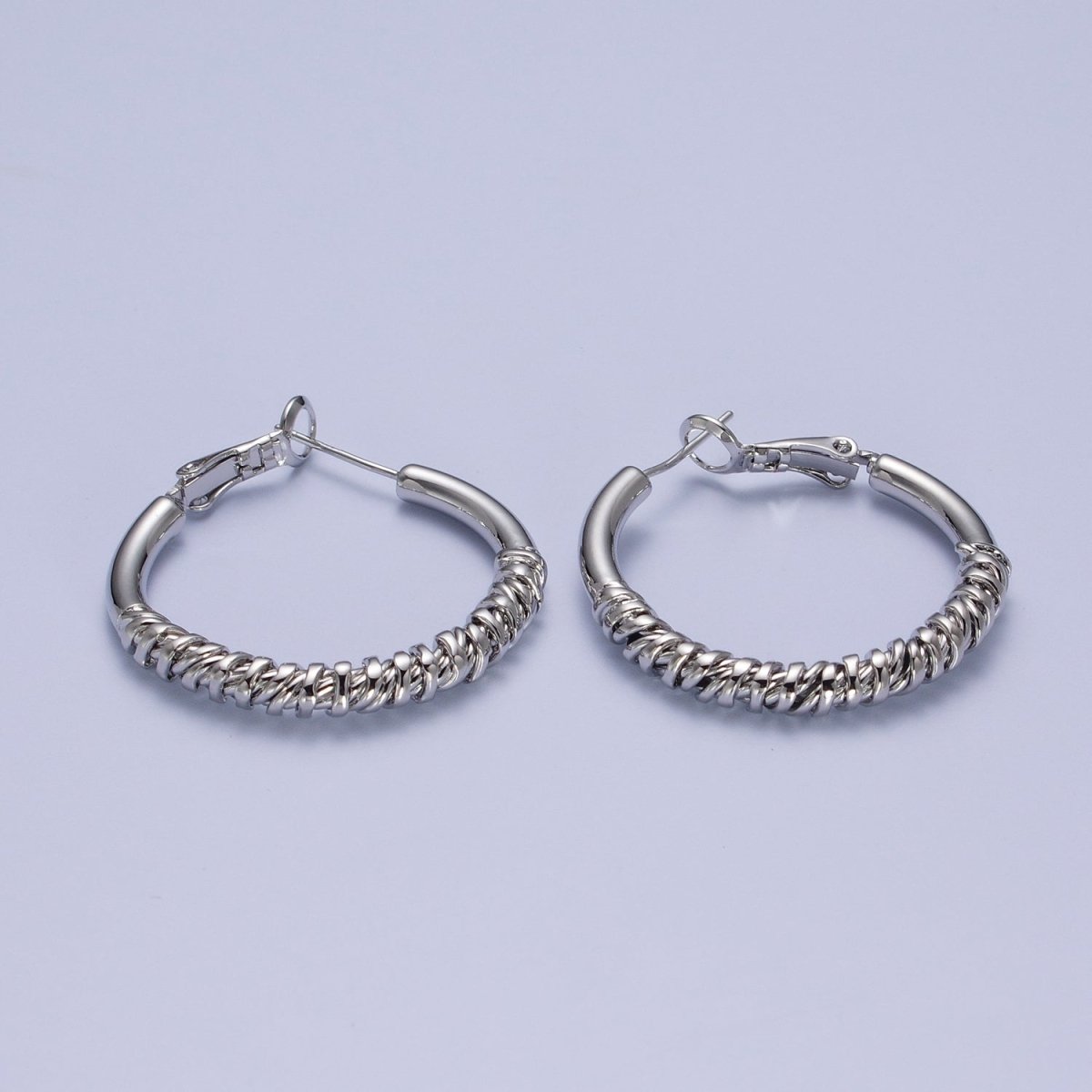 Gold / Silver Round Half Spiral Cord Geometric Hoops Earrings | AE1093 AE1094 - DLUXCA
