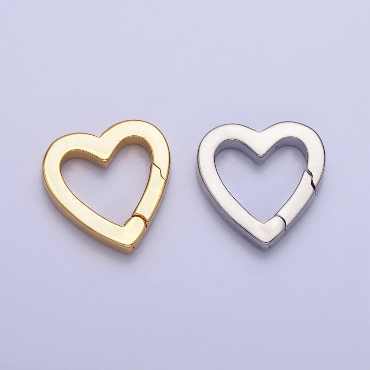 Gold Silver Spring Gate Ring Heart Clasp, Push Clip Clasp, Spring Gate for Jewelry Making Z-309 Z-310 - DLUXCA