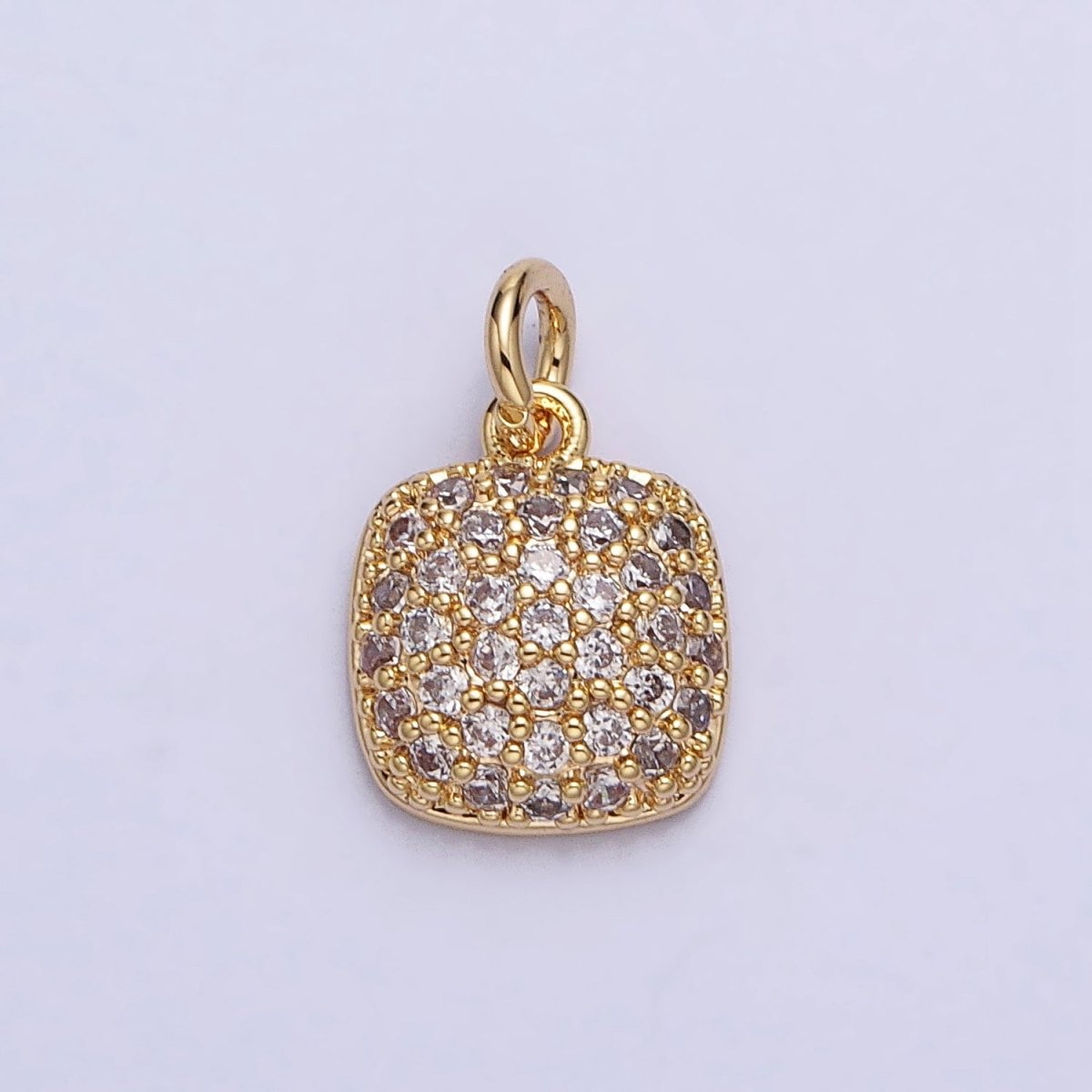 Gold, Silver Square Rounded Micro Paved CZ Add-On Charm | AC683 AC684 - DLUXCA