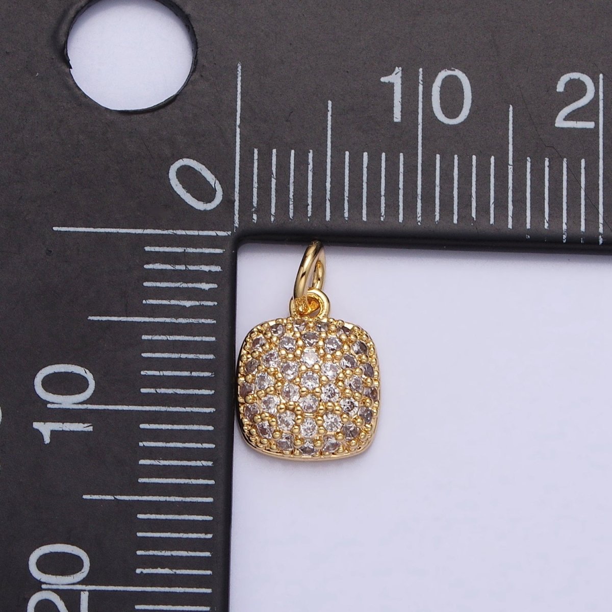 Gold, Silver Square Rounded Micro Paved CZ Add-On Charm | AC683 AC684 - DLUXCA