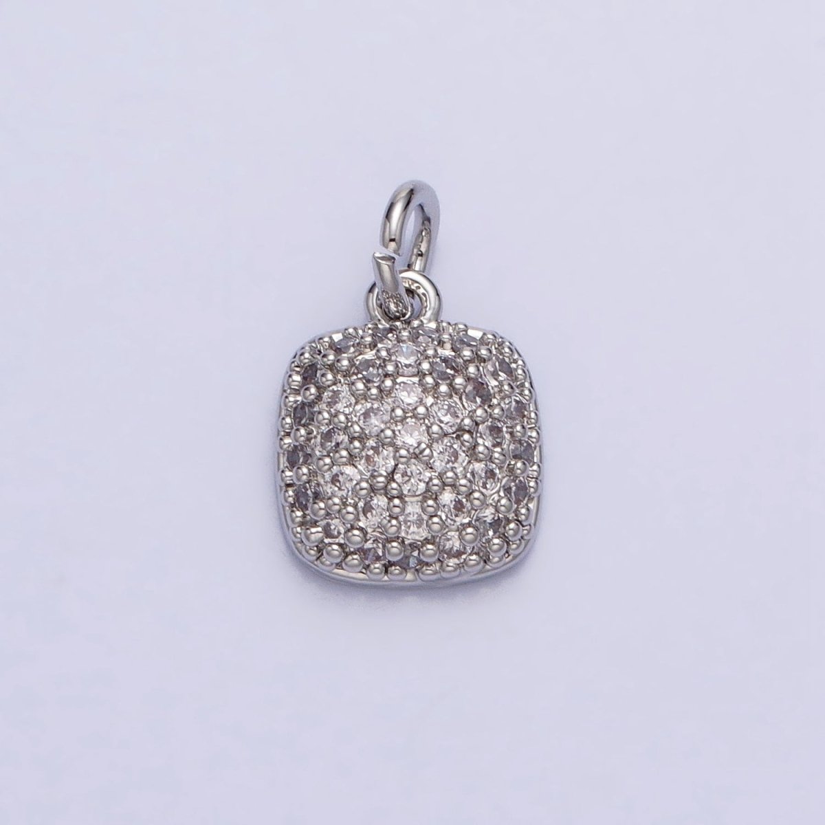 Gold, Silver Square Rounded Micro Paved CZ Add-On Charm | AC683 AC684 - DLUXCA