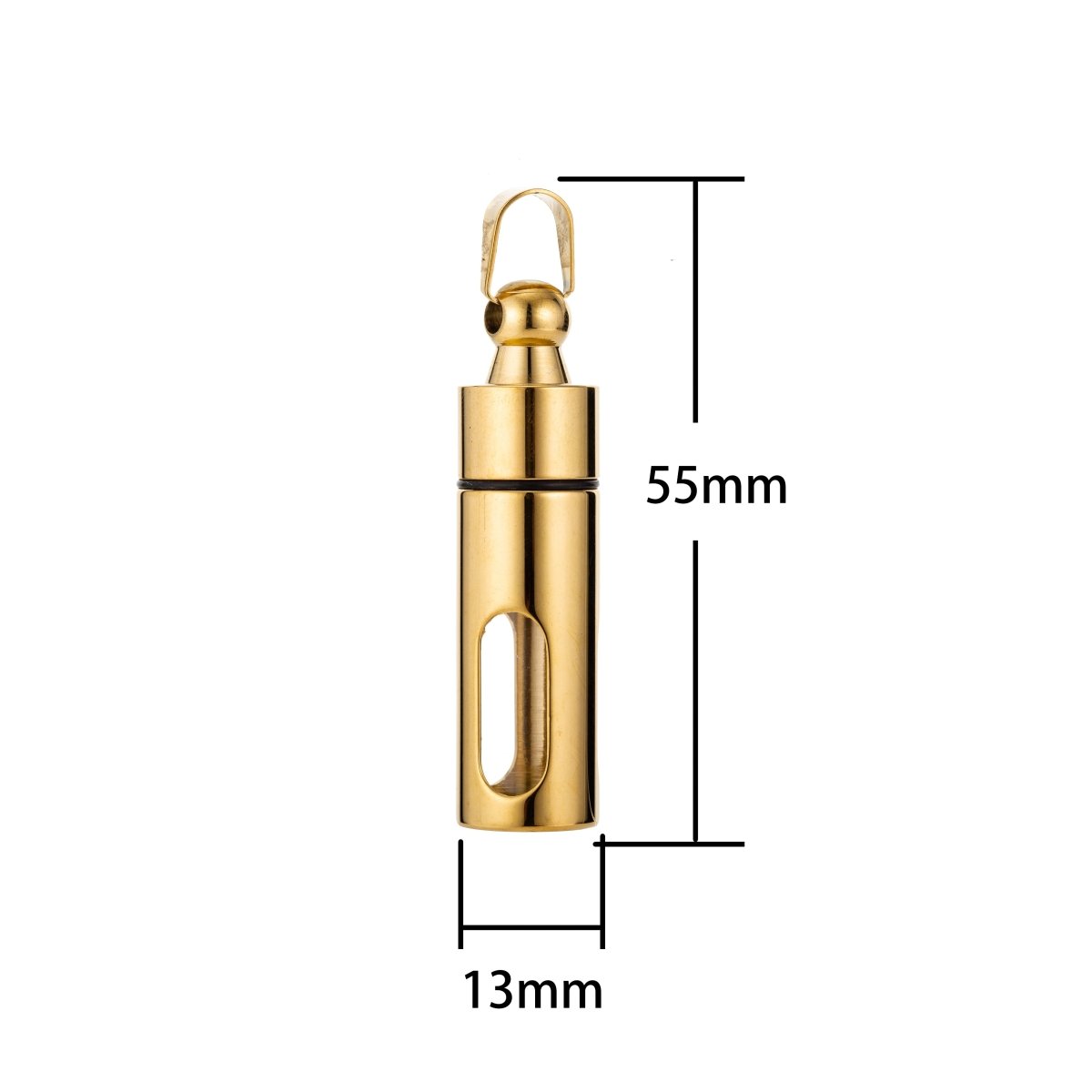 Gold Silver Stainless Steel Glass Container Tube Urn Keepsake Cremation Ashes For Memorial Pendant Jewelry Supplies J-561 - DLUXCA