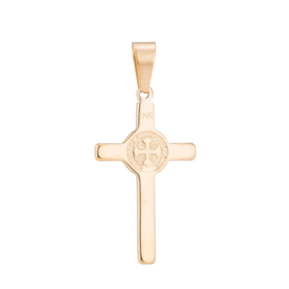 Gold Silver Stainless Steel Saint Benedict Christian Cross, Jesus Church Love Necklace Pendant For Jewelry Making J-350 - DLUXCA