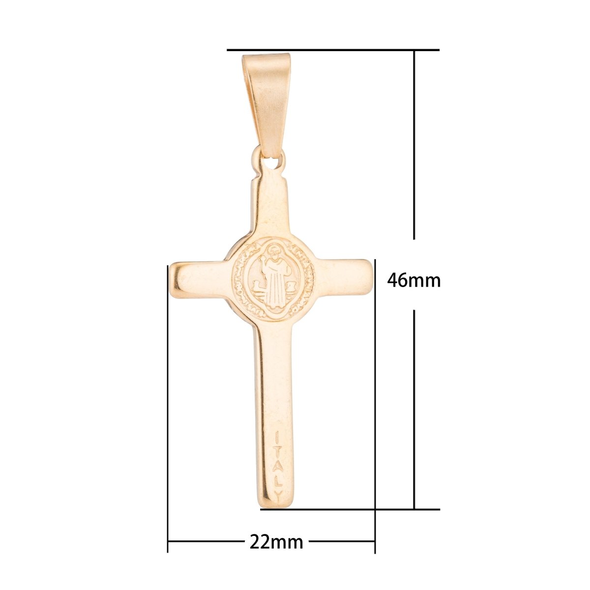 Gold Silver Stainless Steel Saint Benedict Christian Cross, Jesus Church Love Necklace Pendant For Jewelry Making J-350 - DLUXCA