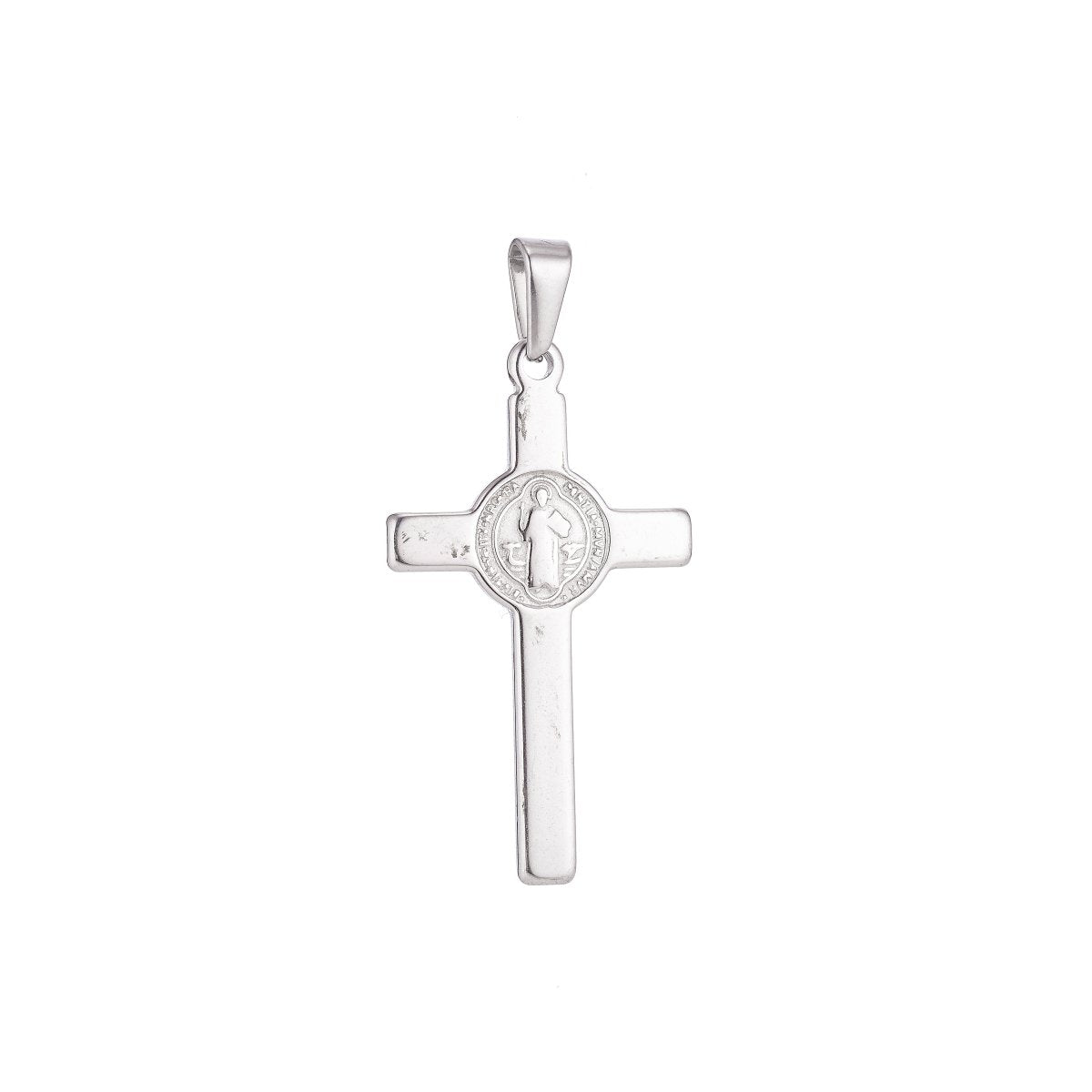 Gold Silver Stainless Steel Saint Benedict Christian Cross, Jesus Church Love Necklace Pendant For Jewelry Making J-350 - DLUXCA