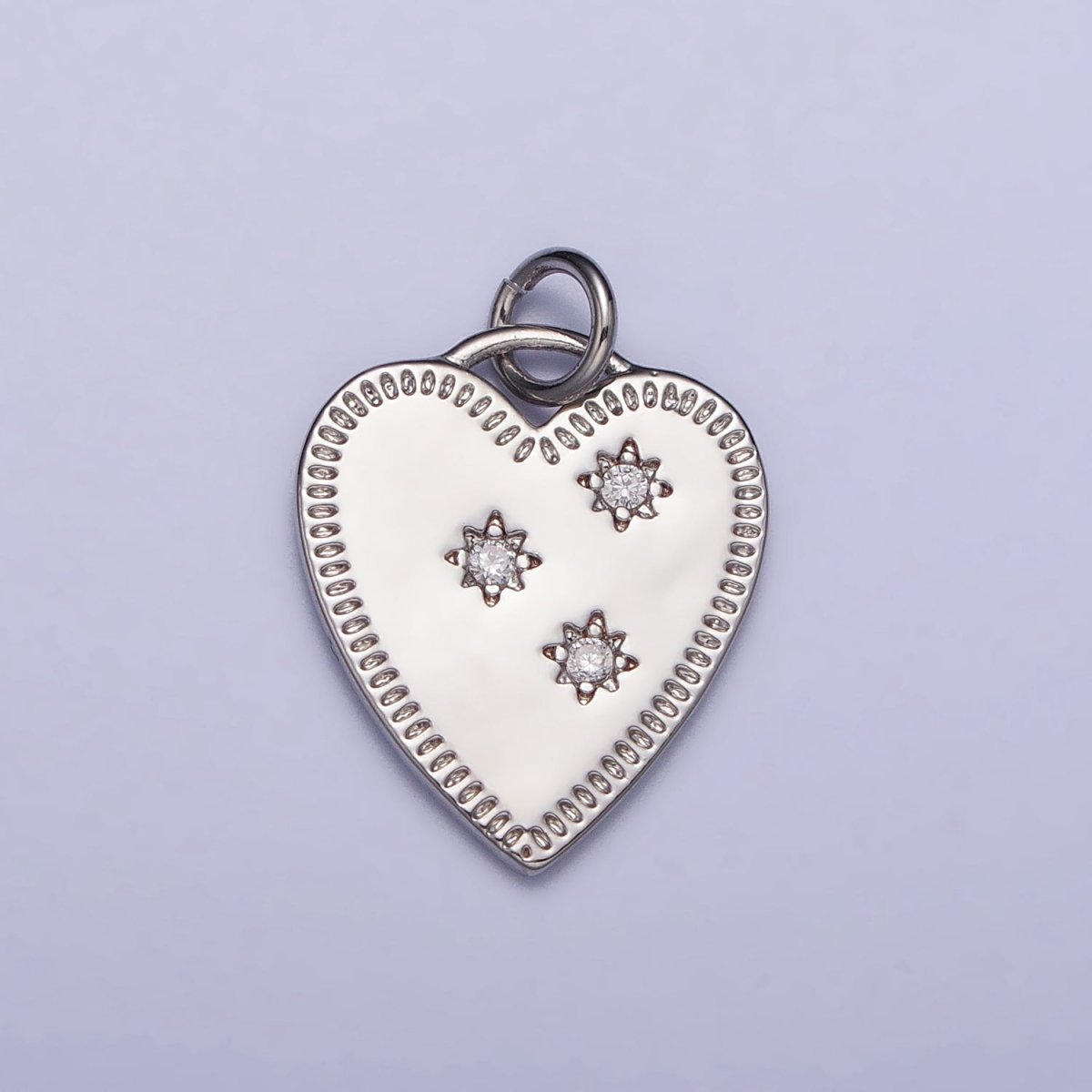 Gold, Silver Triple Celestial Star Sun Lined Outline Heart Charm | AC1019 AC1020 - DLUXCA