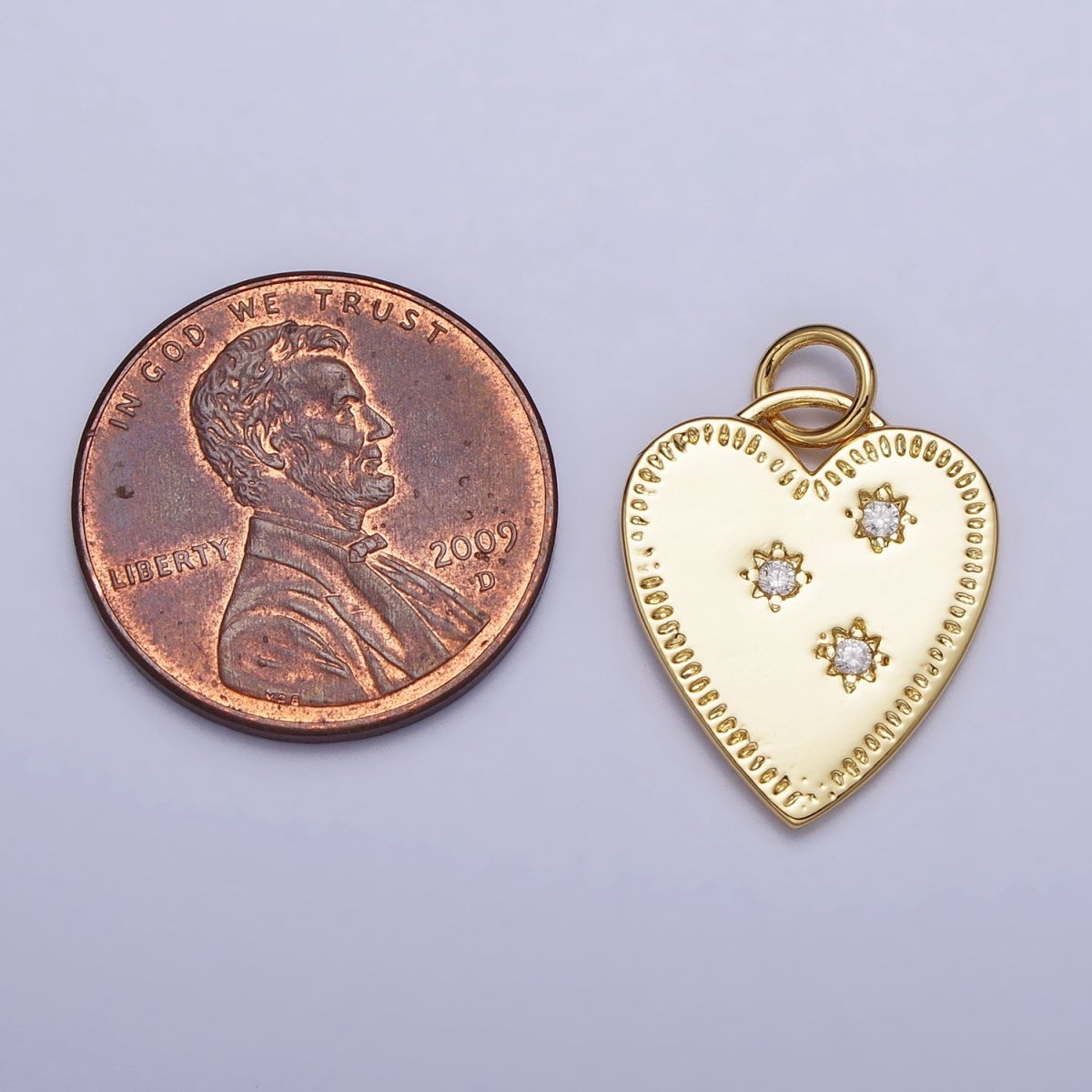 Gold, Silver Triple Celestial Star Sun Lined Outline Heart Charm | AC1019 AC1020 - DLUXCA