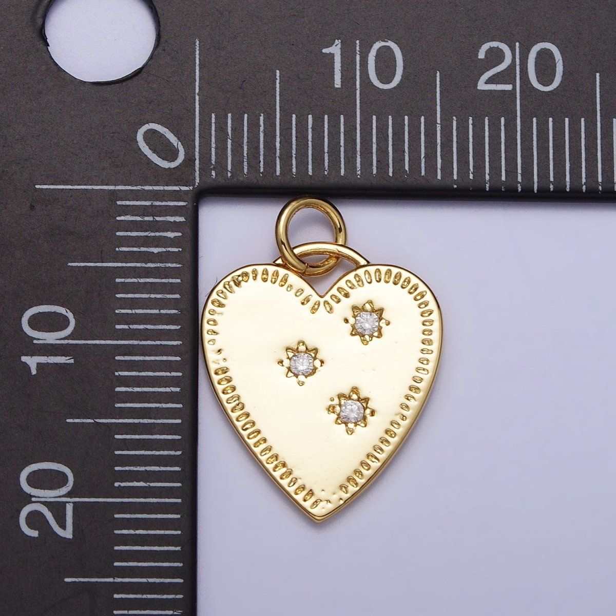 Gold, Silver Triple Celestial Star Sun Lined Outline Heart Charm | AC1019 AC1020 - DLUXCA