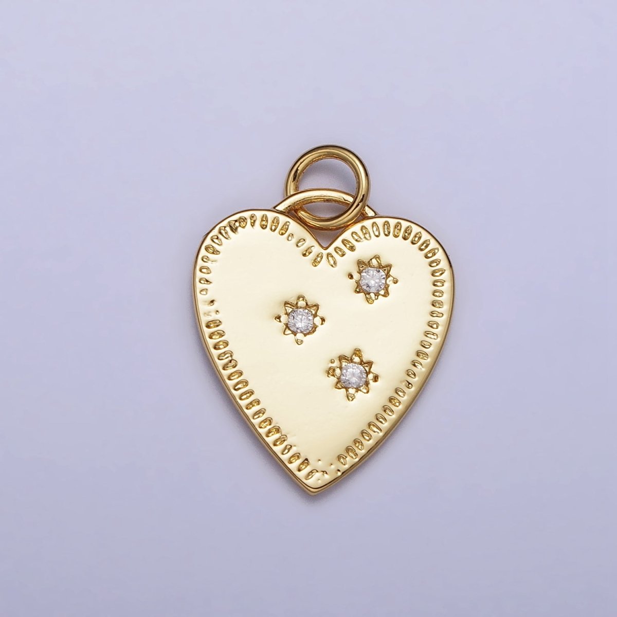 Gold, Silver Triple Celestial Star Sun Lined Outline Heart Charm | AC1019 AC1020 - DLUXCA