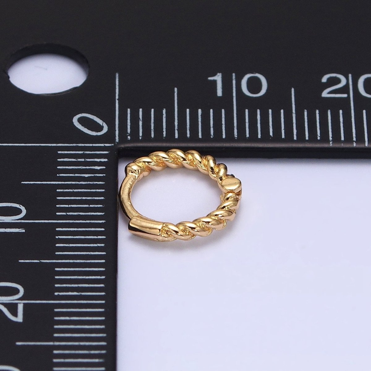 Gold, Silver Twisted Croissant Thin 11mm Cartilage Huggie Earrings | AB944 AB945 - DLUXCA