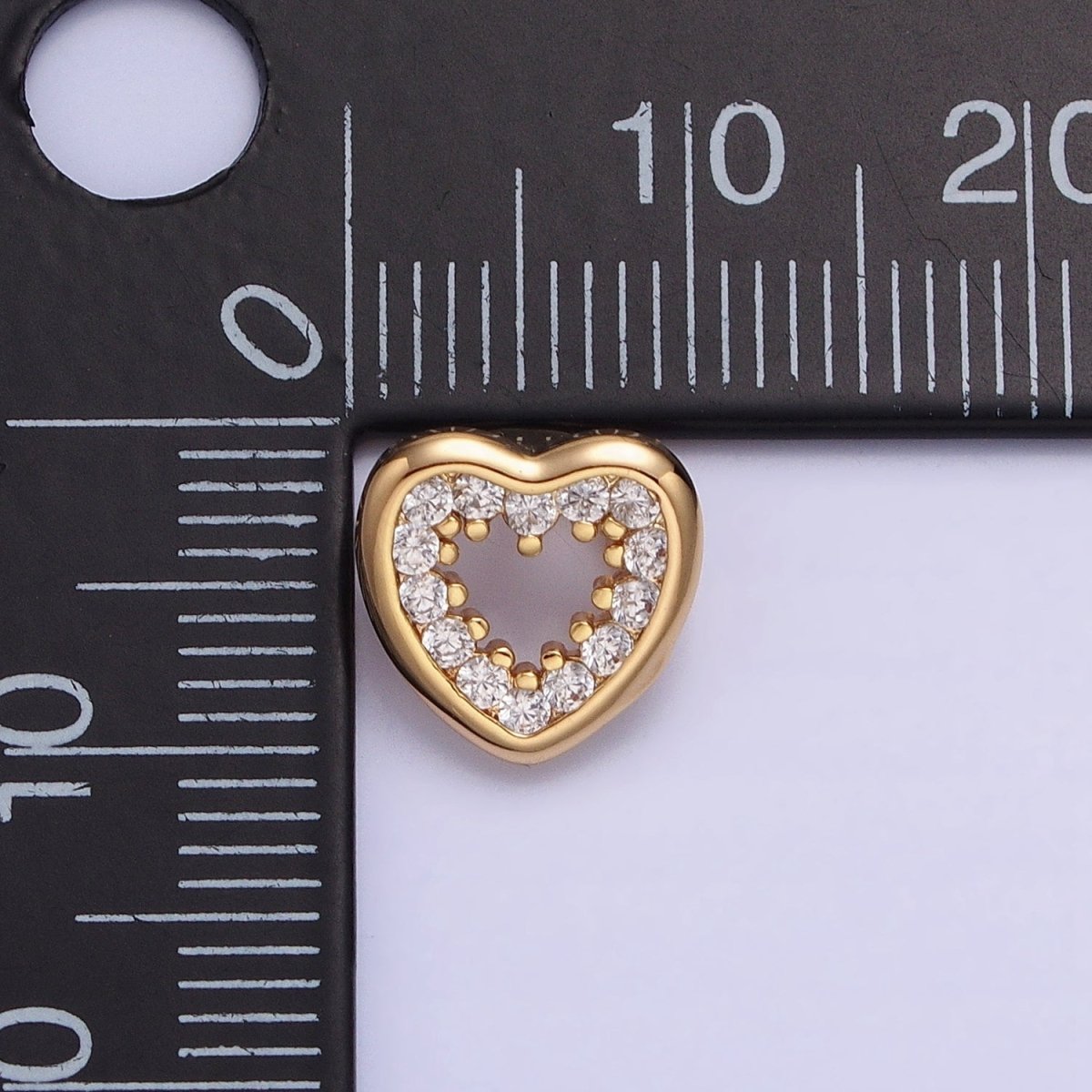 Gold, Silver Valentine Heart Micro Paved Open Back Loop Pendant | AA352 AA364 - DLUXCA